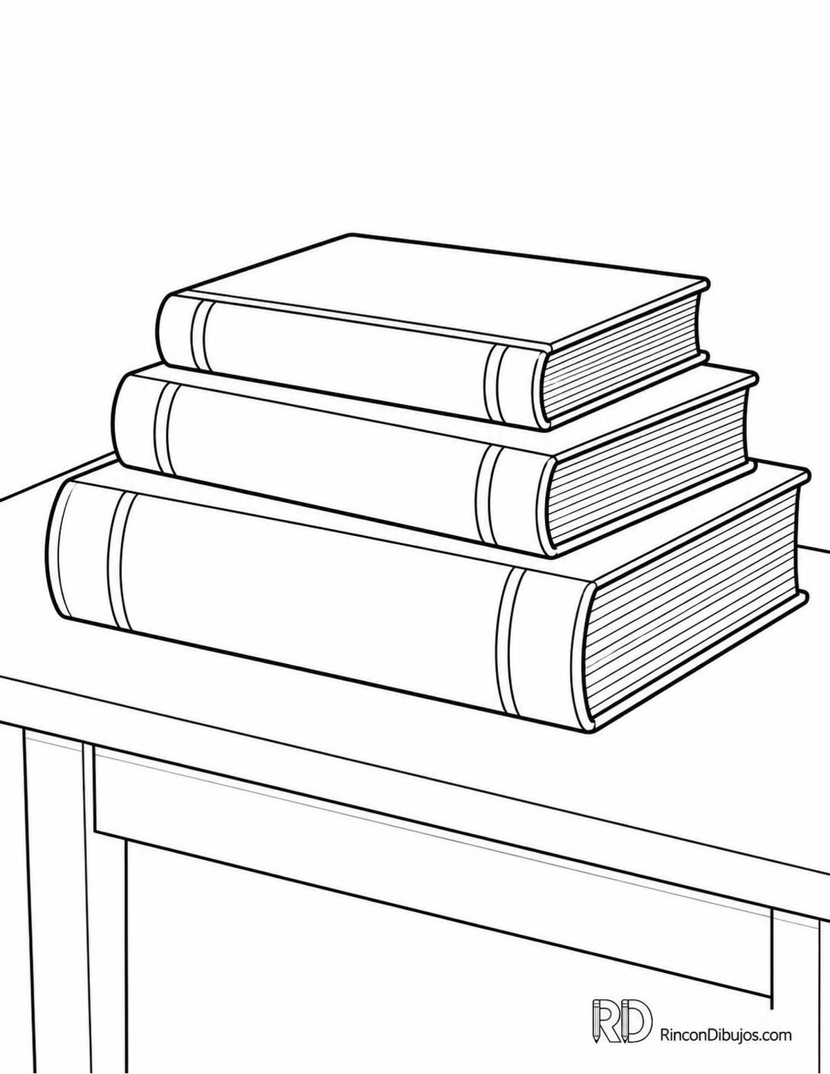 Dibujo de libros apilados para colorear