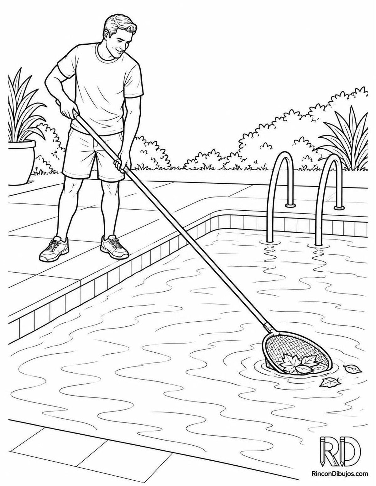 Dibujo de limpieza de piscina para colorear Dibujo de limpieza de piscina para colorear
