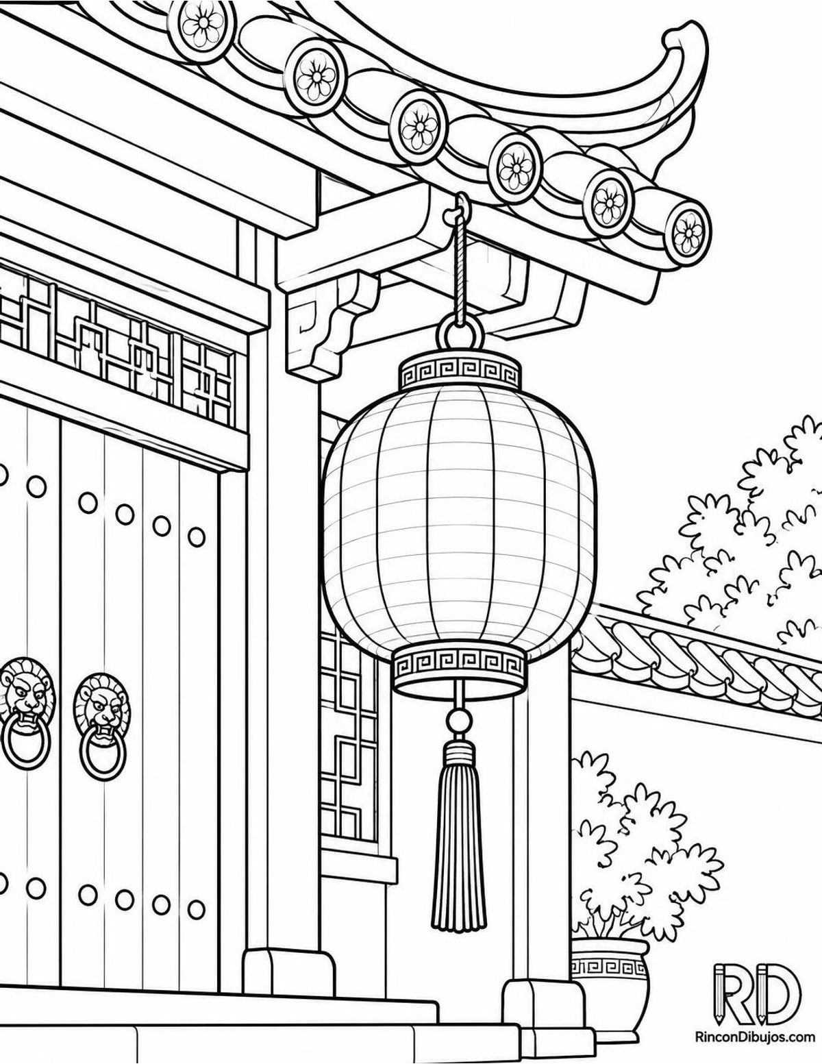 Dibujo de linterna china para colorear Dibujo de linterna china para colorear
