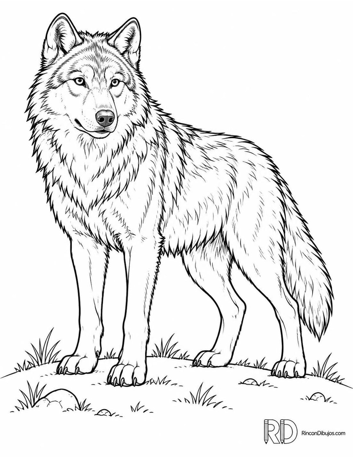Dibujo de lobo gris para colorear Dibujo de lobo gris para colorear
