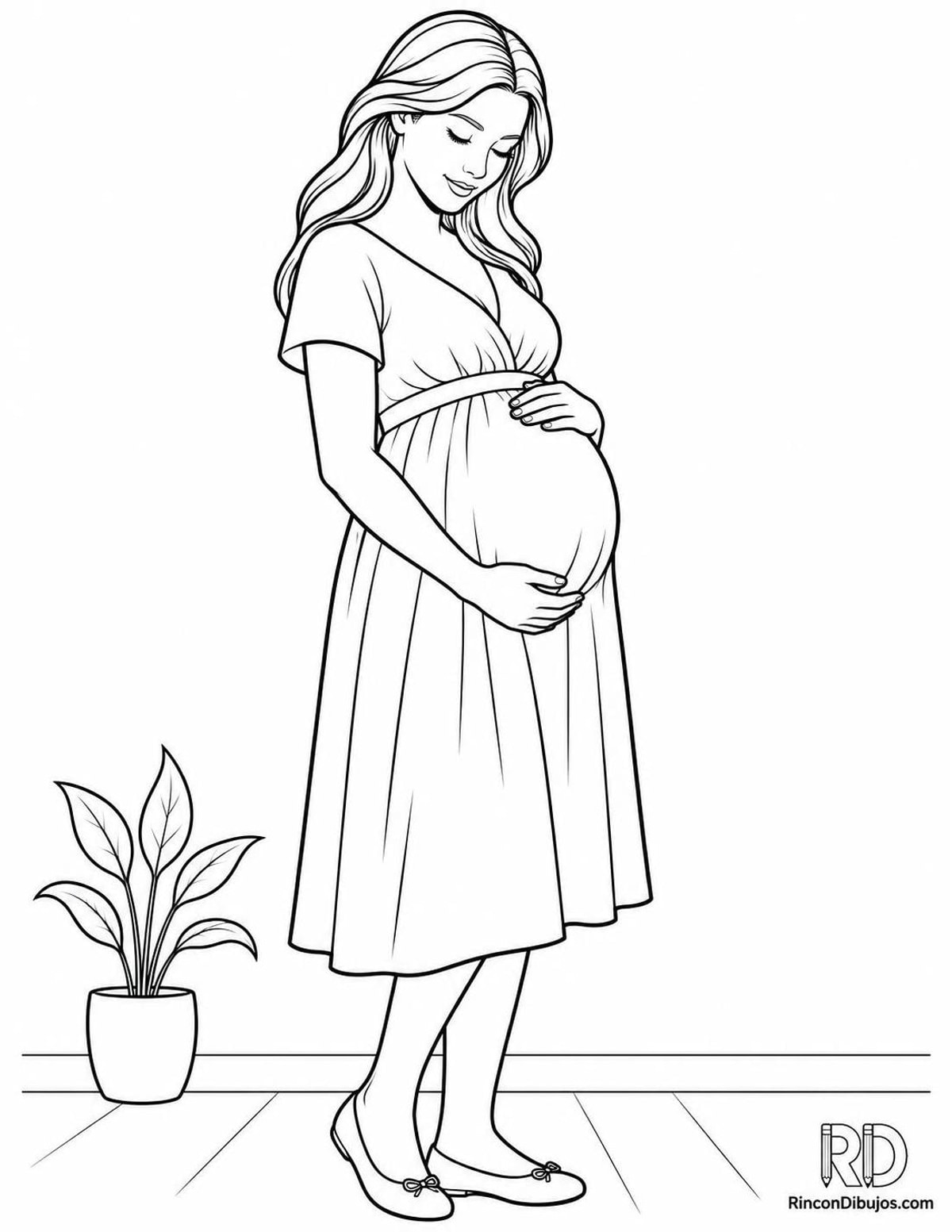 Dibujo de madre embarazada para colorear Dibujo de madre embarazada para colorear