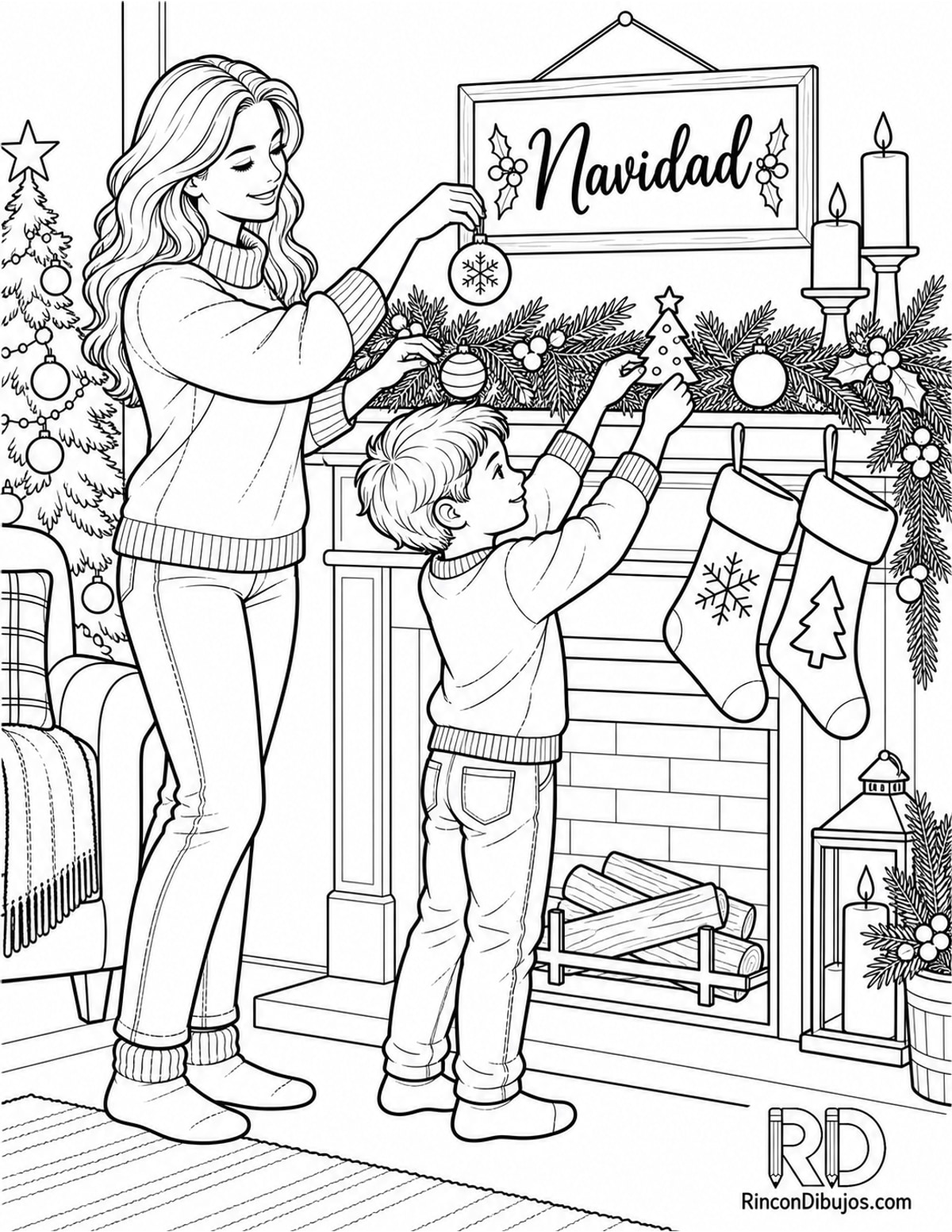 Dibujo de madre Navidad para colorear