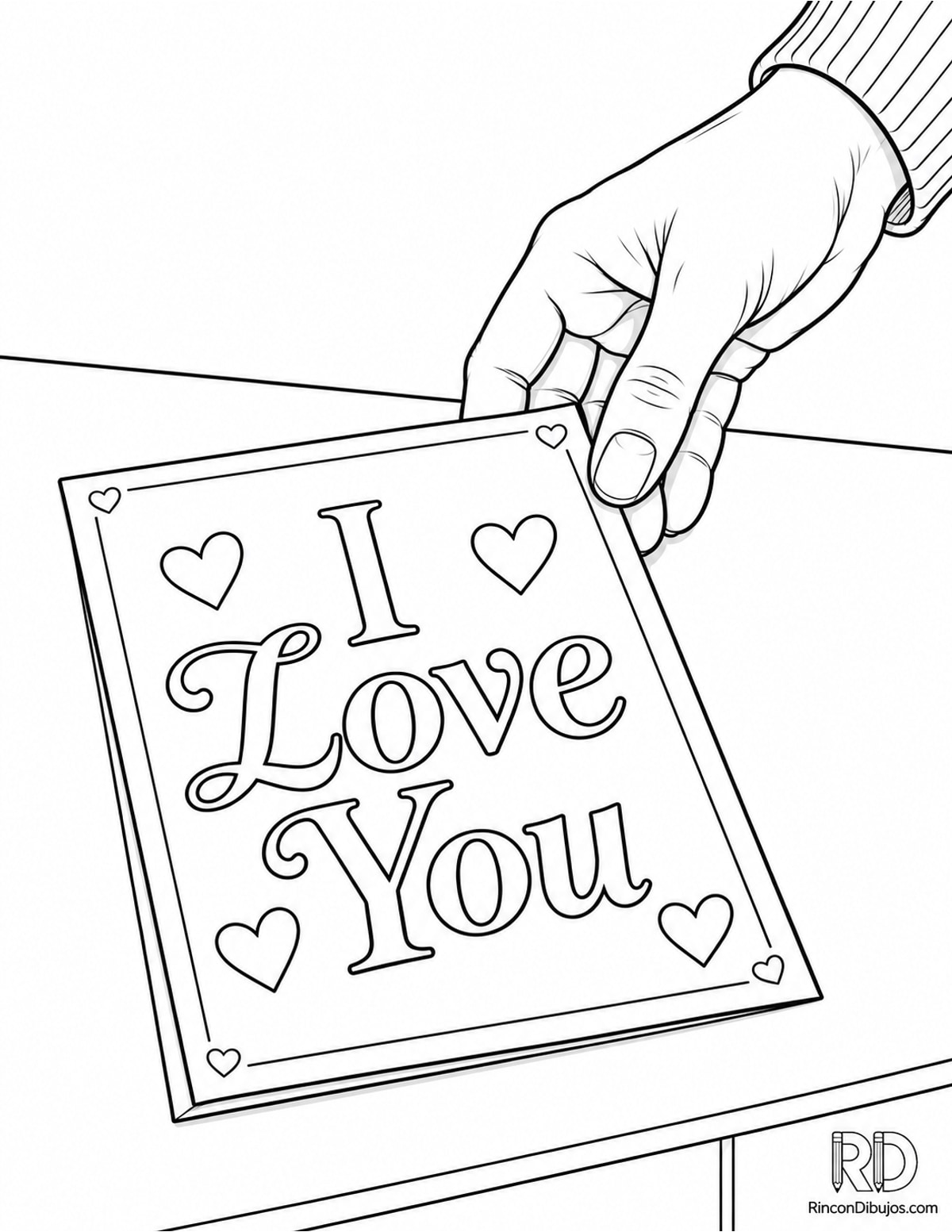 Dibujo de mano colocando una I Love para colorear Dibujo de mano colocando una I Love para colorear
