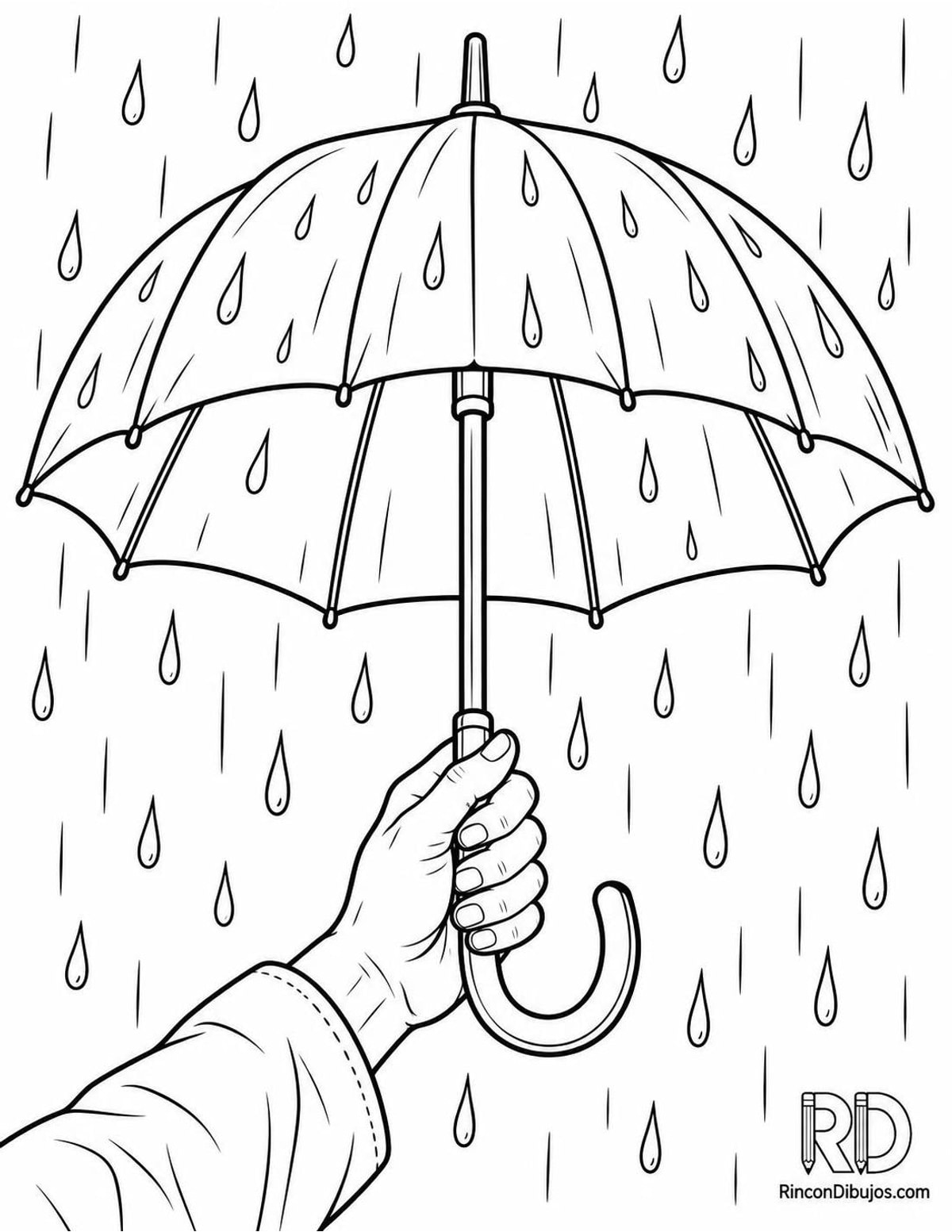 Dibujo de mano con paraguas para colorear Dibujo de mano con paraguas para colorear