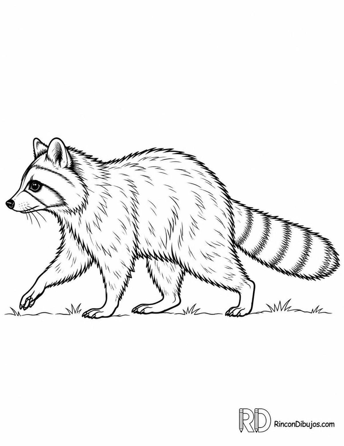 Dibujo de mapache caminando para colorear Dibujo de mapache caminando para colorear