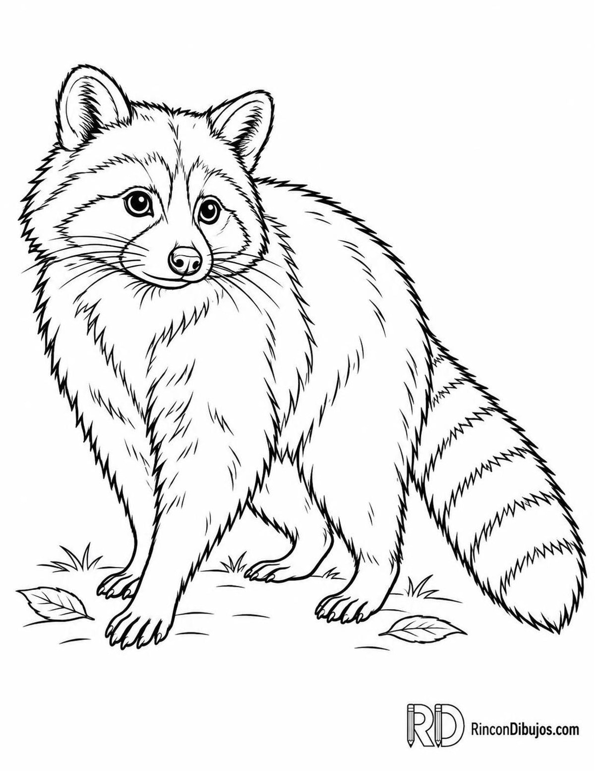 Dibujo de mapache con máscara para colorear Dibujo de mapache con máscara para colorear