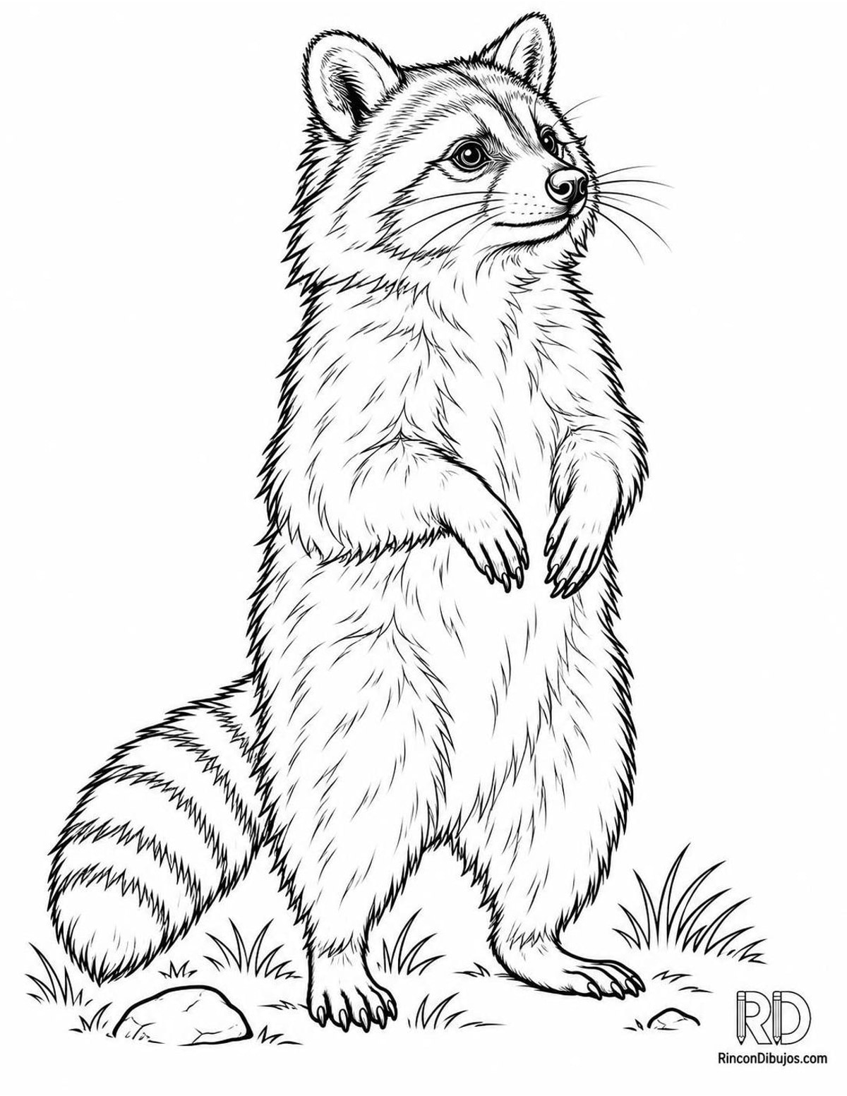 Dibujo de mapache curioso para colorear Dibujo de mapache curioso para colorear