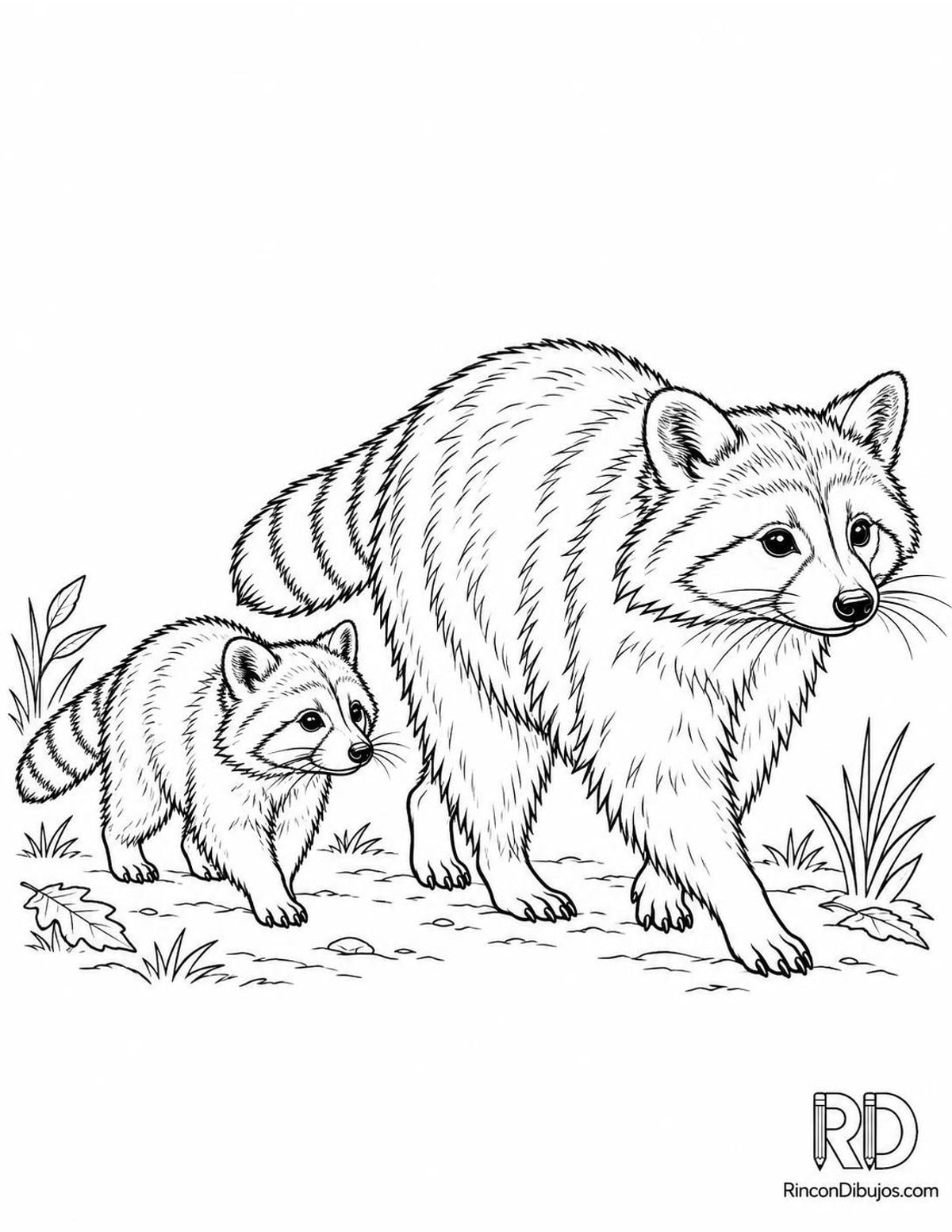 Dibujo de mapache madre para colorear Dibujo de mapache madre para colorear