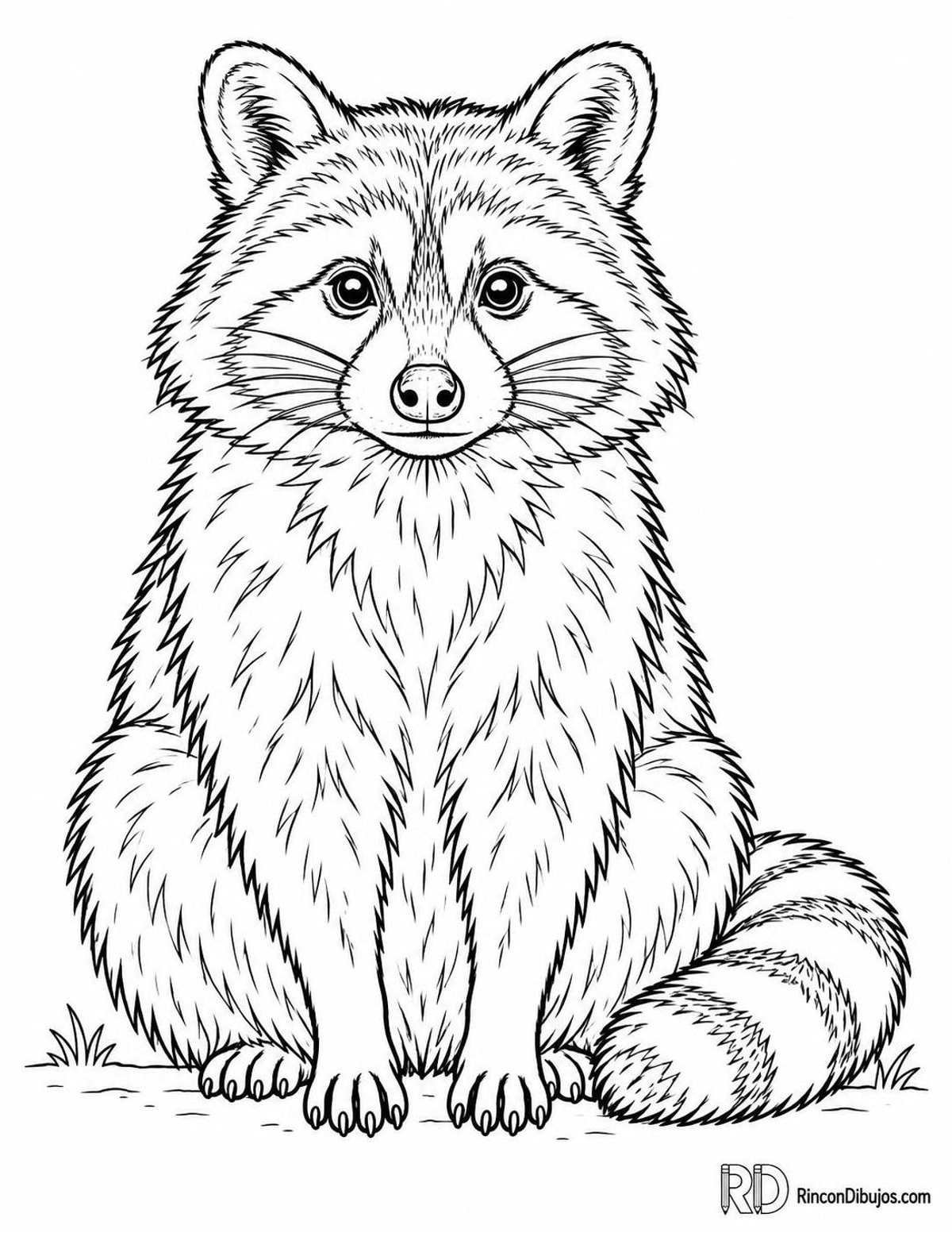Dibujo de mapache sentado para colorear Dibujo de mapache sentado para colorear
