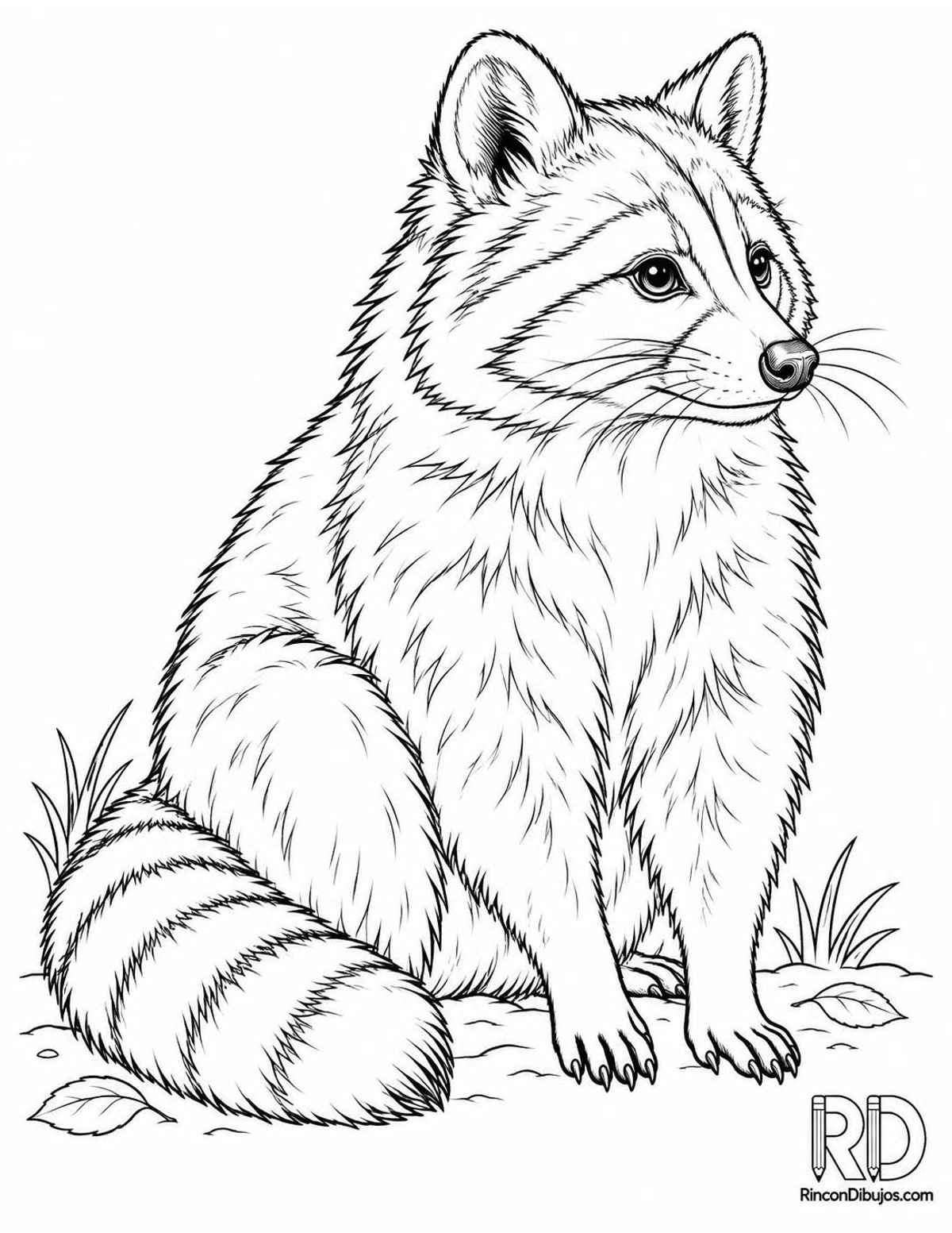 Dibujo de mapache tranquilo para colorear Dibujo de mapache tranquilo para colorear