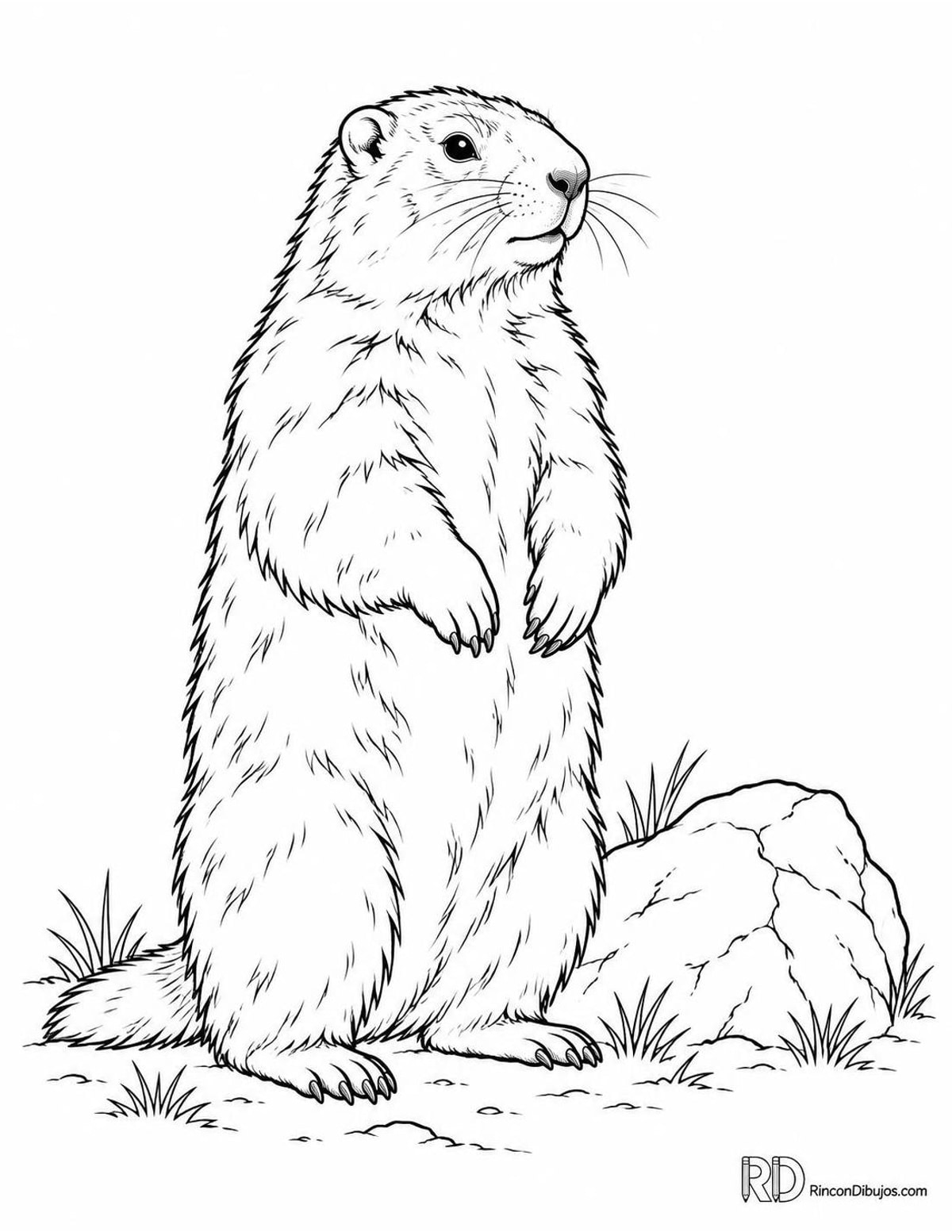 Dibujo de marmota alpina erguida para colorear Dibujo de marmota alpina erguida para colorear