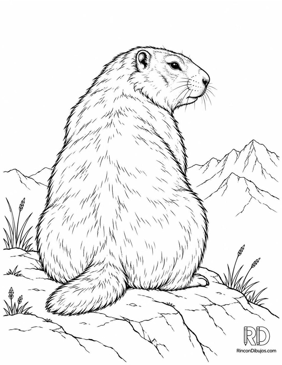 Dibujo de marmota alpina para colorear Dibujo de marmota alpina para colorear