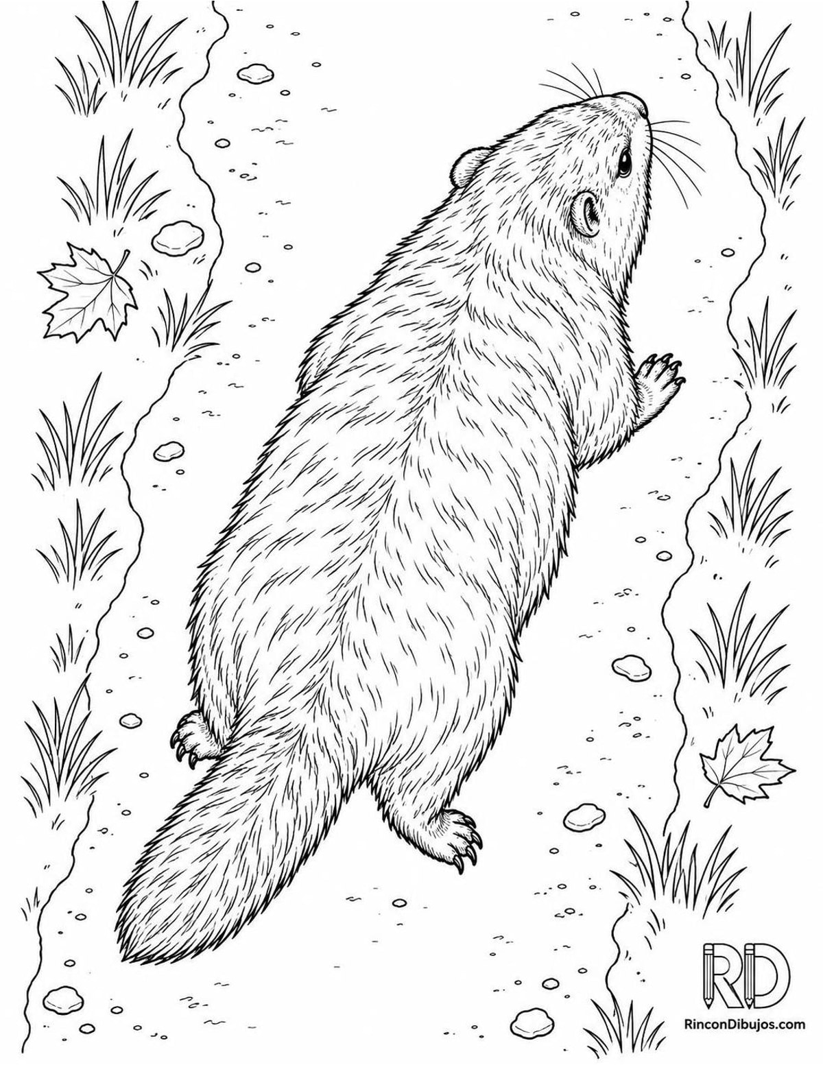 Dibujo de marmota canadiense caminando para colorear Dibujo de marmota canadiense caminando para colorear
