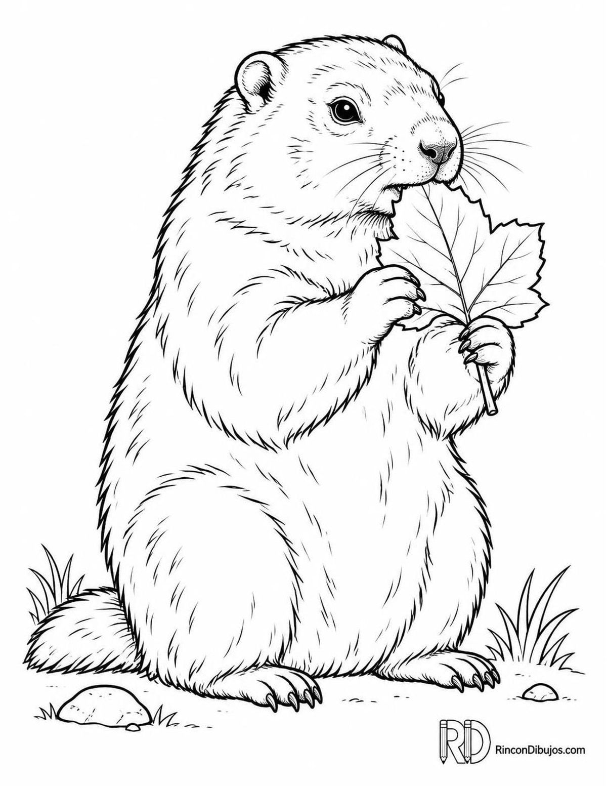 Dibujo de marmota canadiense comiendo para colorear Dibujo de marmota canadiense comiendo para colorear