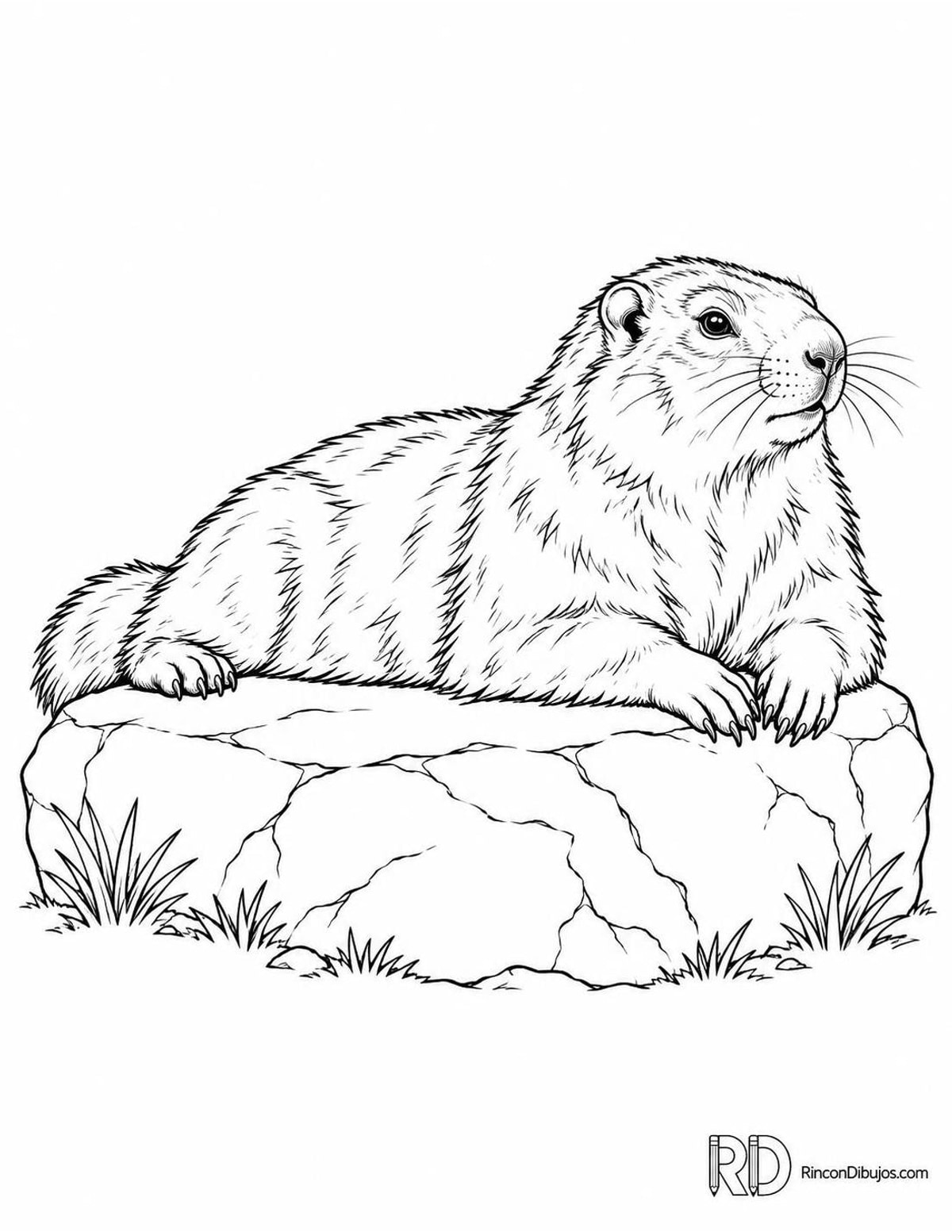Dibujo de marmota canosa descansando para colorear Dibujo de marmota canosa descansando para colorear