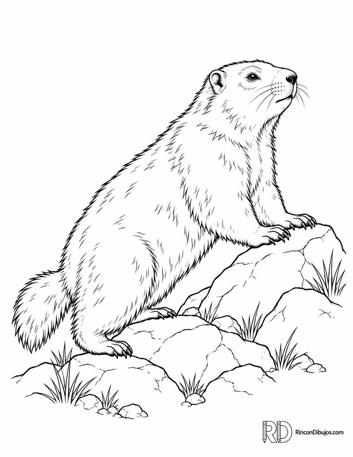 Dibujo de marmota canosa trepando para colorear Dibujo de marmota canosa trepando para colorear