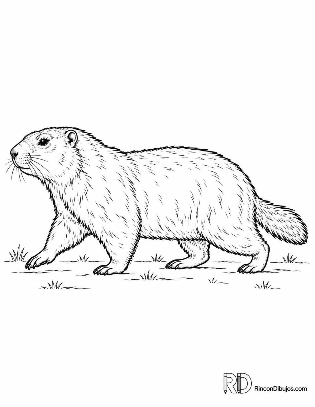 Dibujo de marmota de las estepas caminando para colorear Dibujo de marmota de las estepas caminando para colorear