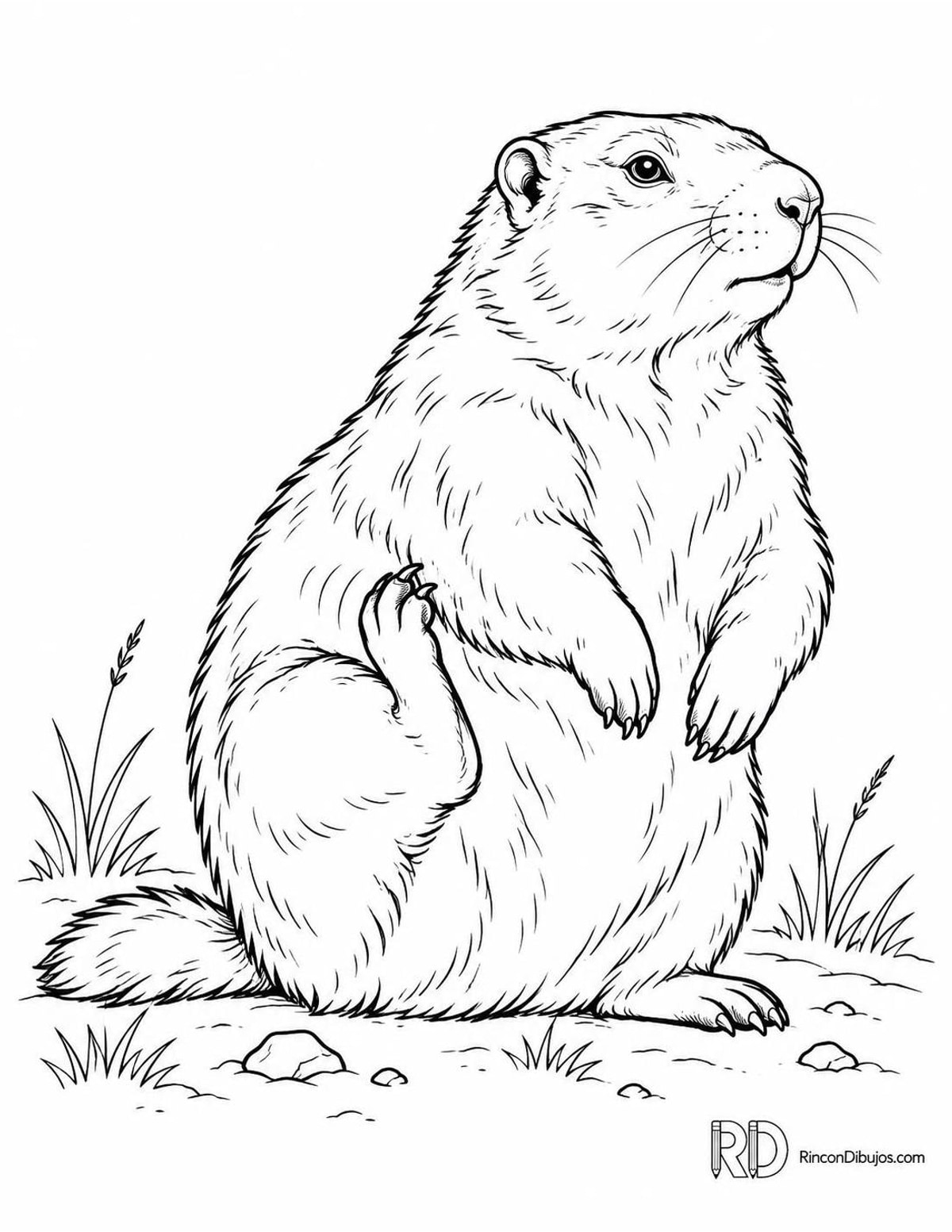 Dibujo de marmota de las estepas rascándose para colorear Dibujo de marmota de las estepas rascándose para colorear