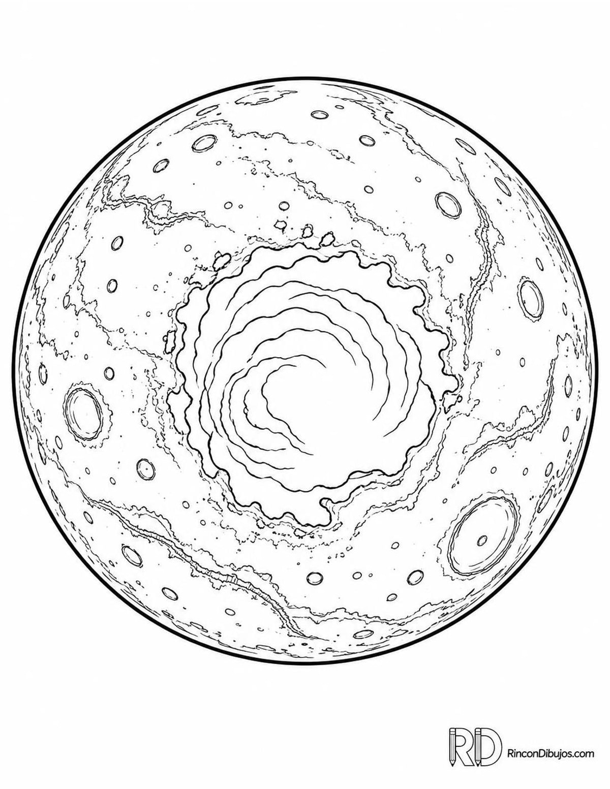 Dibujo de Marte con hielo para colorear Dibujo de Marte con hielo para colorear
