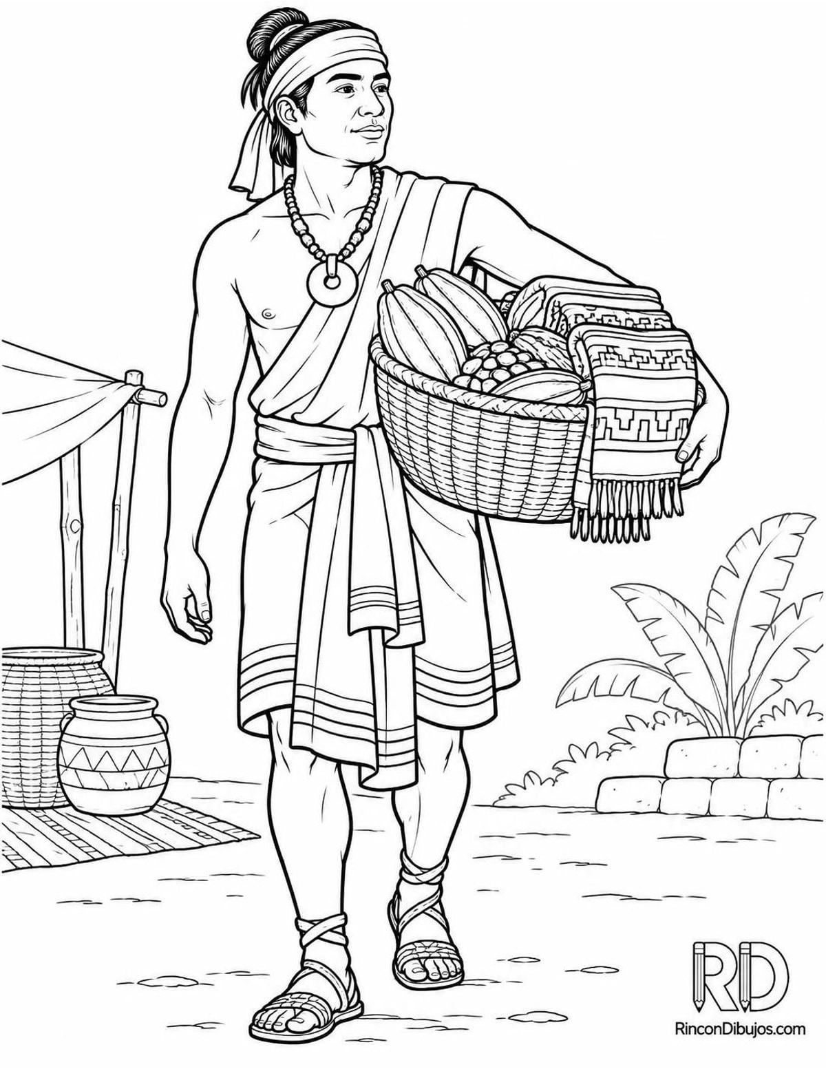 Dibujo de mercader maya para colorear Dibujo de mercader maya para colorear