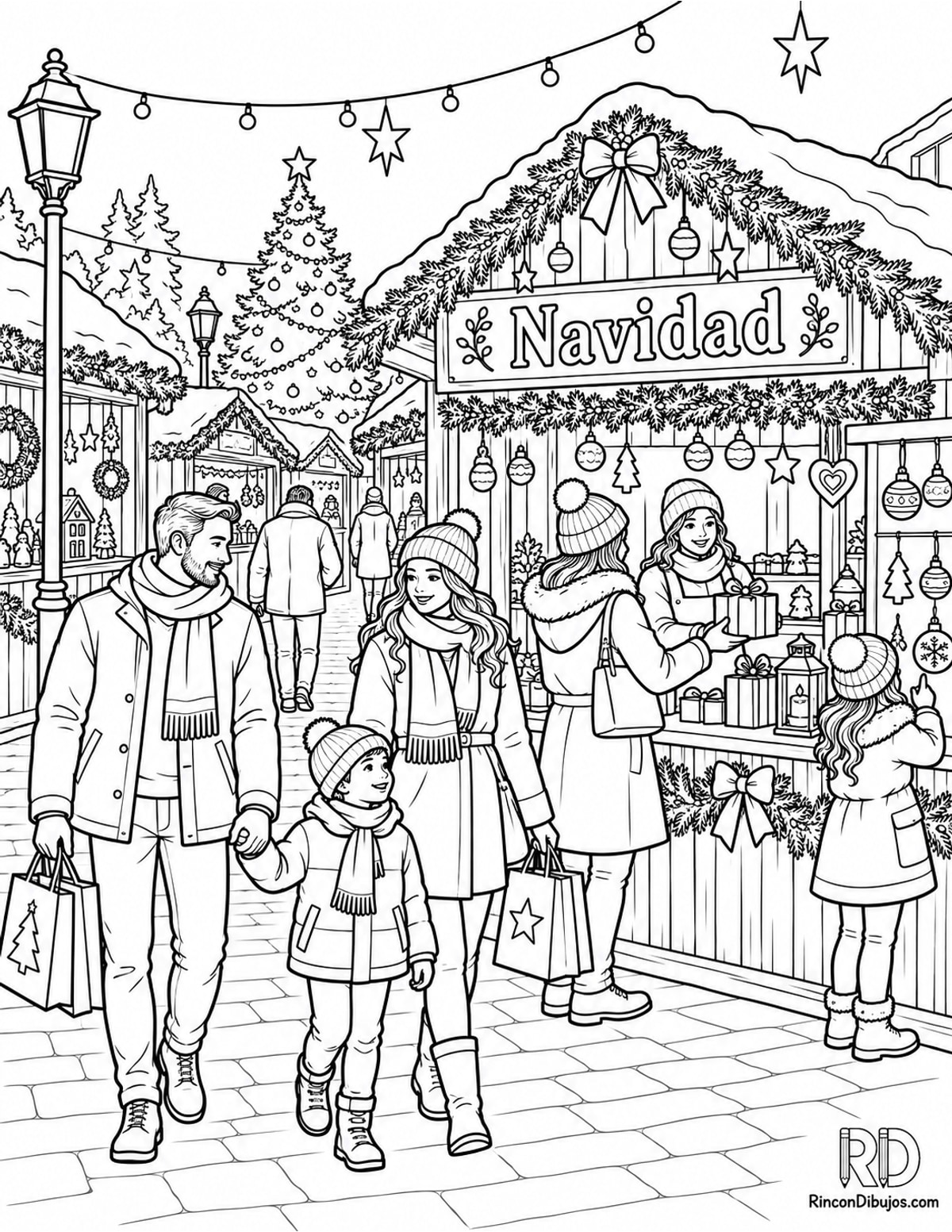 Dibujo de mercado de Navidad para colorear Dibujo de mercado de Navidad para colorear