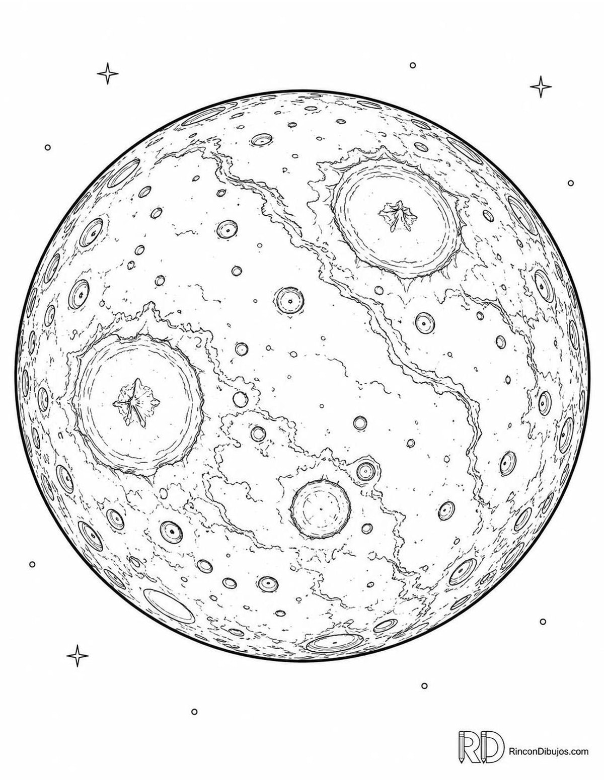 Dibujo de Mercurio con cráteres para colorear Dibujo de Mercurio con cráteres para colorear