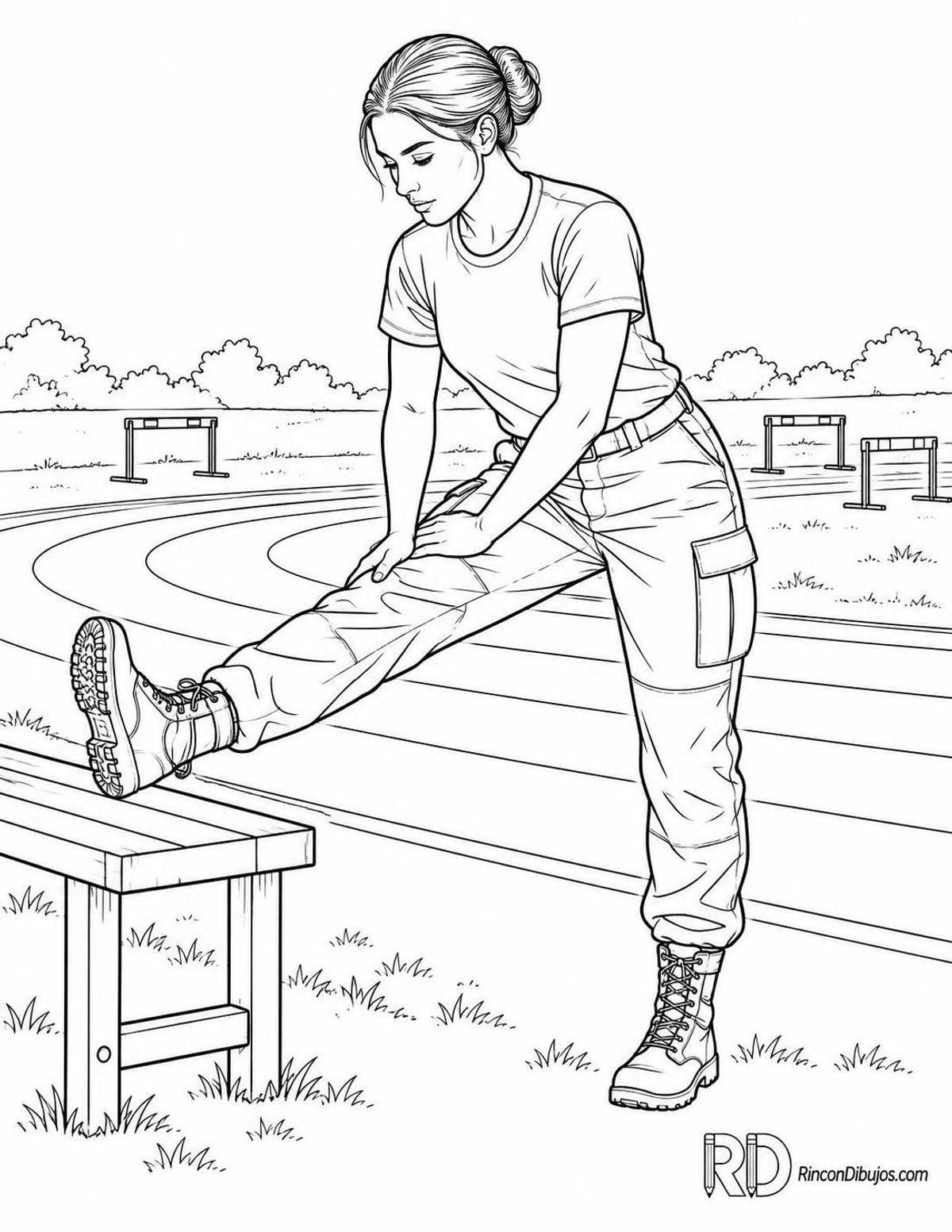 Dibujo de militar estirando para colorear Dibujo de militar estirando para colorear