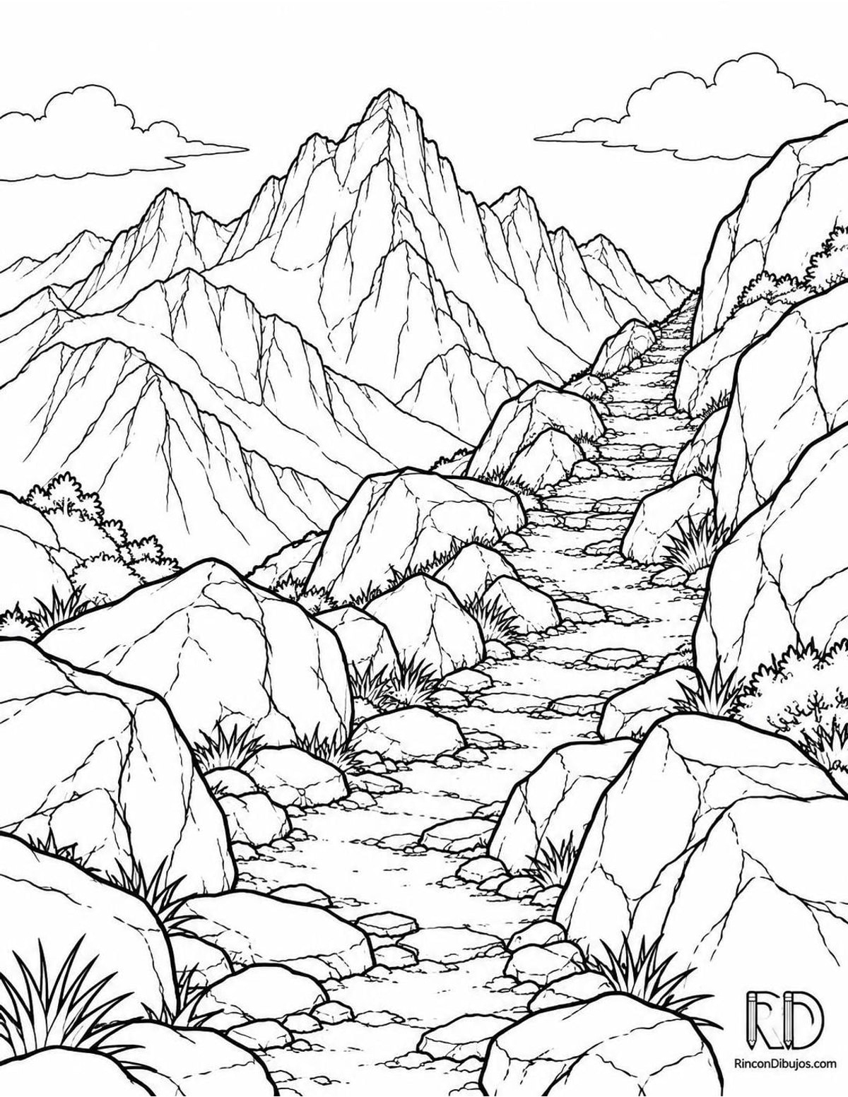 Dibujo de montañas rocosas para colorear Dibujo de montañas rocosas para colorear