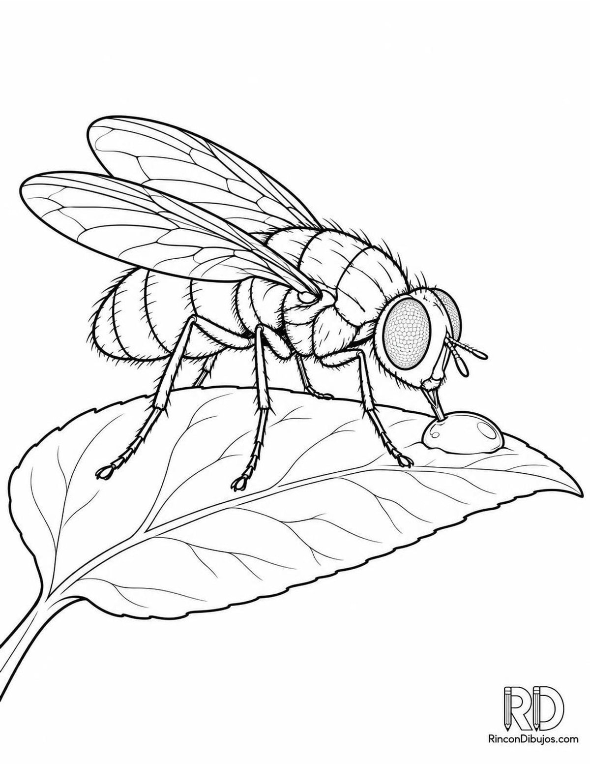 Dibujo de mosca bebiendo para colorear Dibujo de mosca bebiendo para colorear