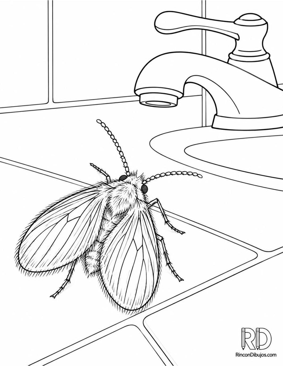 Dibujo de mosca de drenaje para colorear Dibujo de mosca de drenaje para colorear