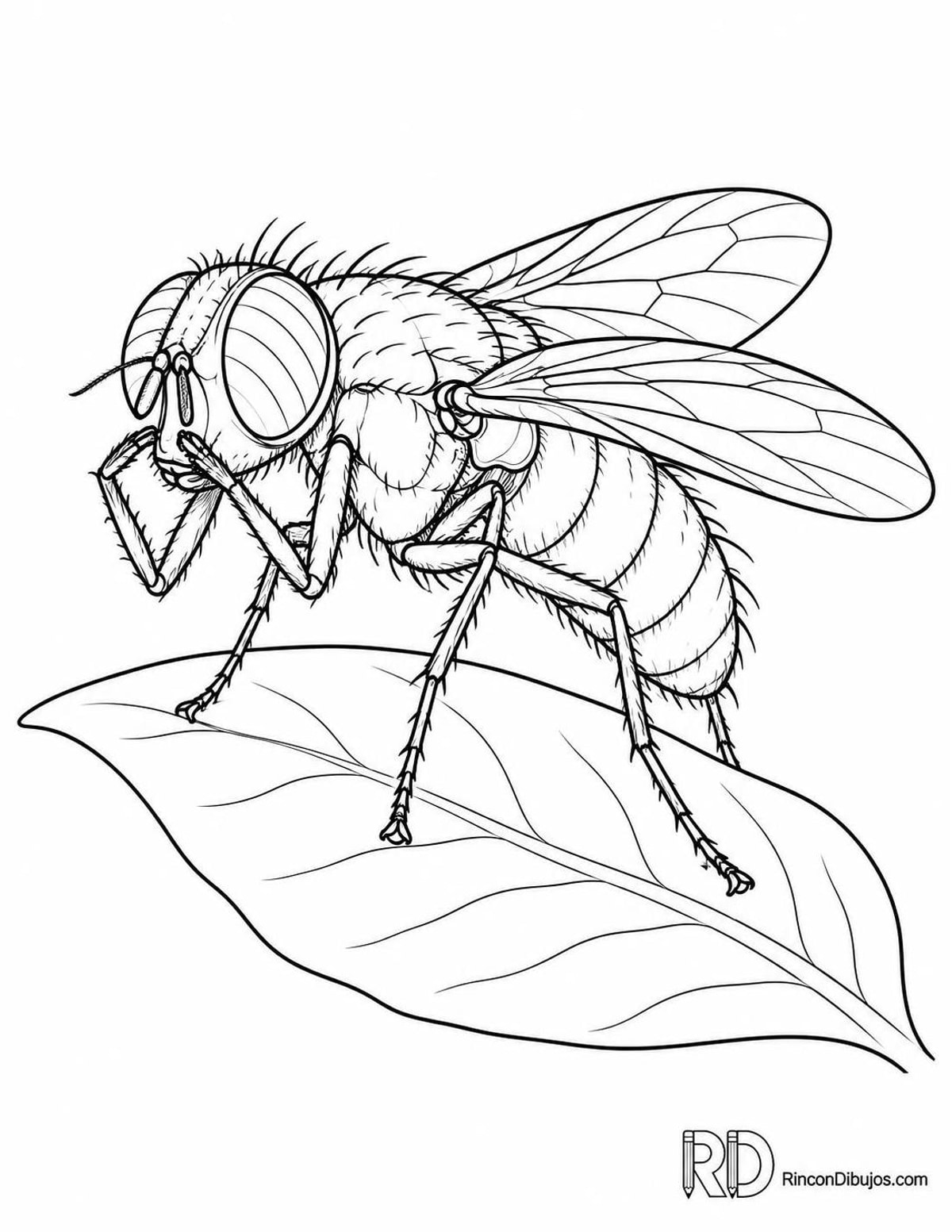 Dibujo de mosca verde limpiándose para colorear Dibujo de mosca verde limpiándose para colorear