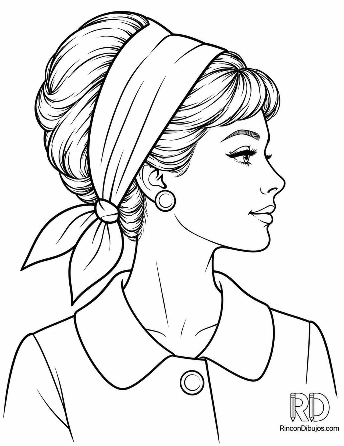 Dibujo de mujer de los 60 para colorear Dibujo de mujer de los 60 para colorear