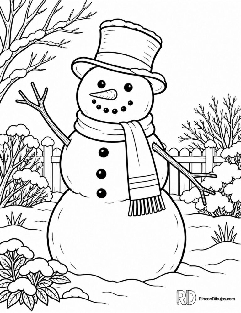 Muñeco de Nieve para Colorear