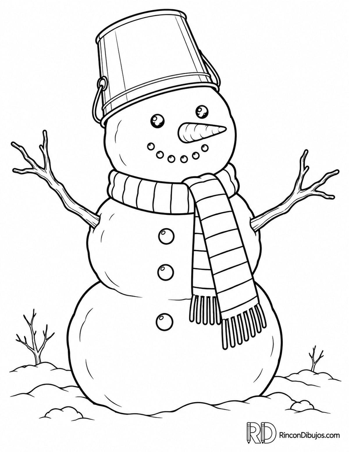 Dibujo de Muñeco de Nieve cubo para colorear