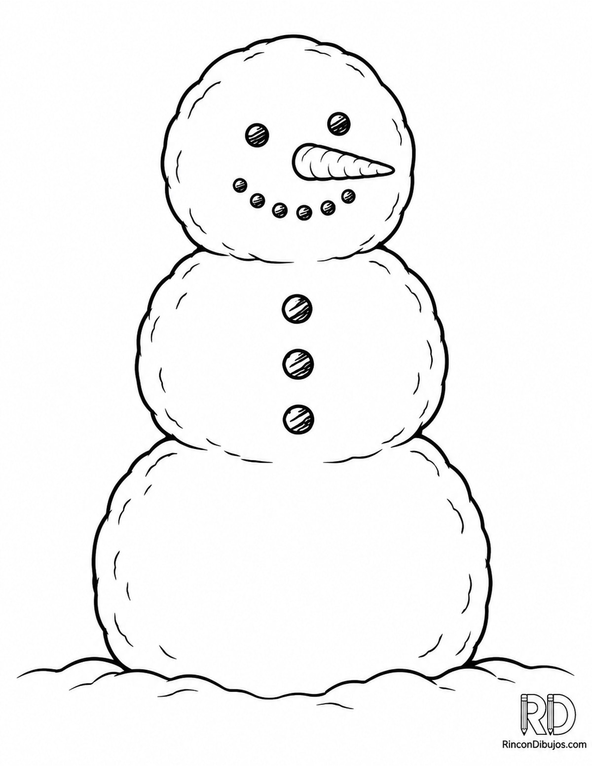 Dibujo de Muñeco de Nieve frontal para colorear