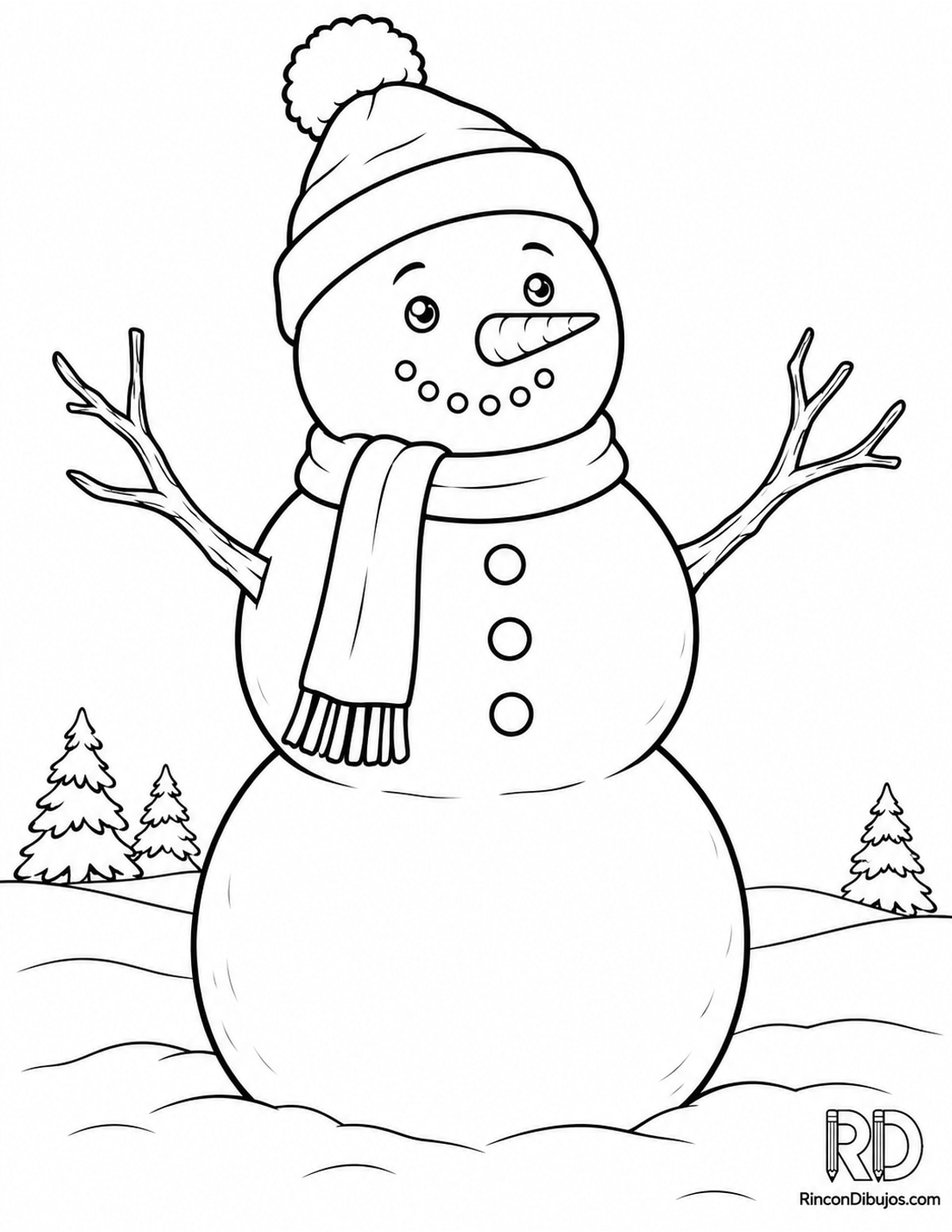 Dibujo de Muñeco de Nieve grande para colorear