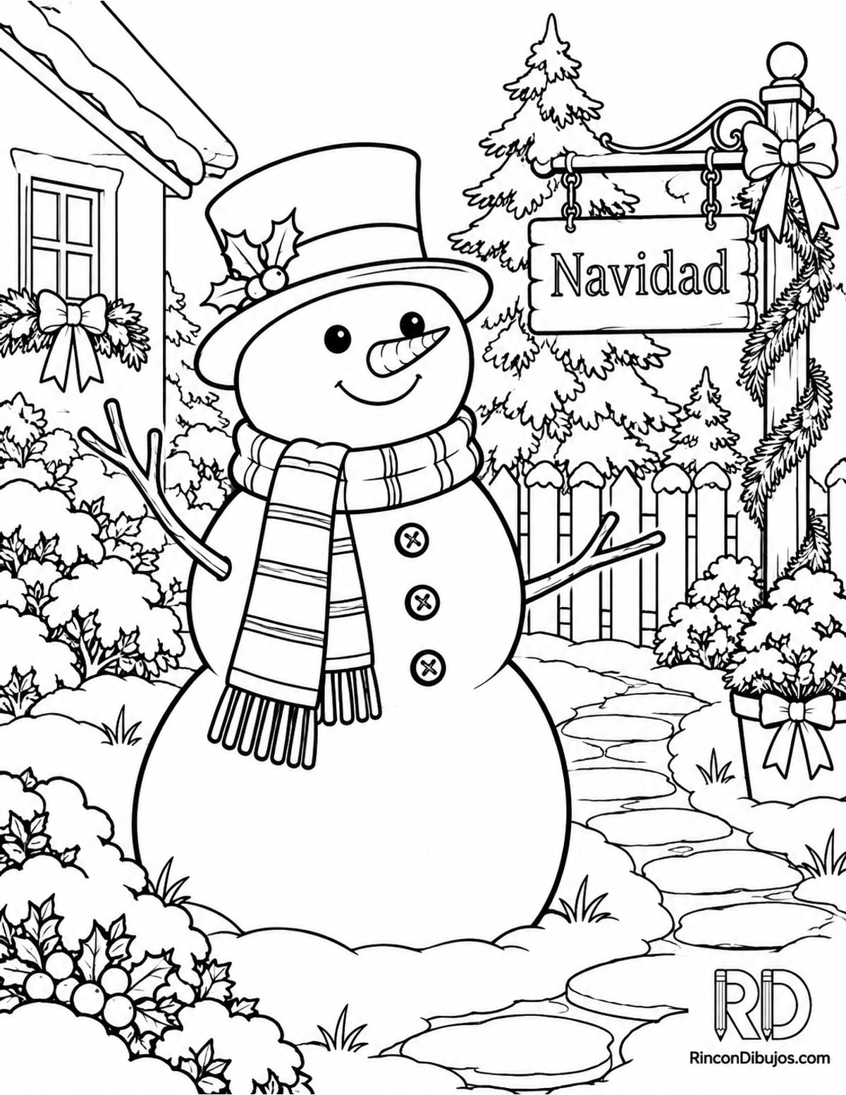 Dibujo de muñeco de nieve Navidad para colorear Dibujo de muñeco de nieve Navidad para colorear