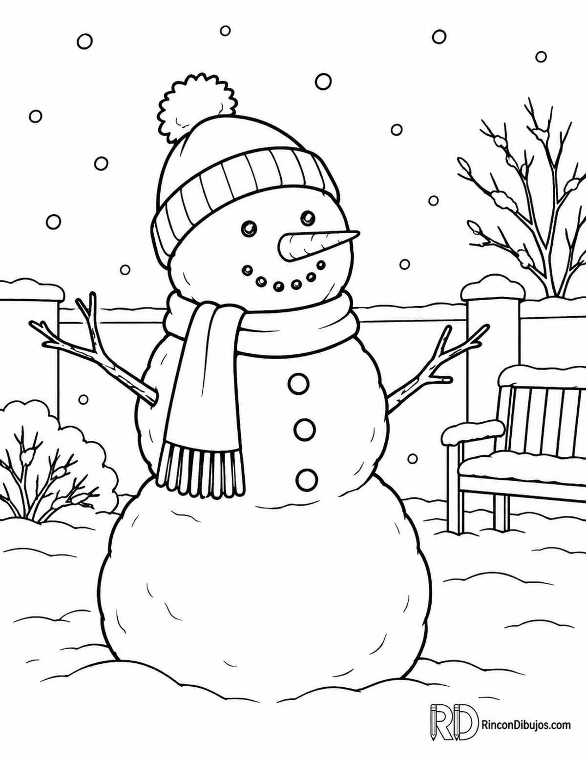 Dibujo de Muñeco de Nieve nevada para colorear