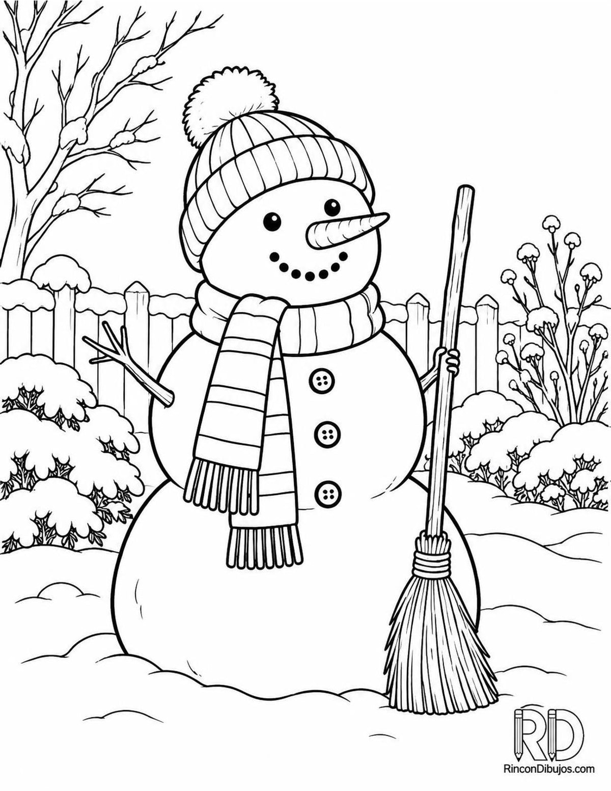 Dibujo de muñeco de nieve para colorear Dibujo de muñeco de nieve para colorear