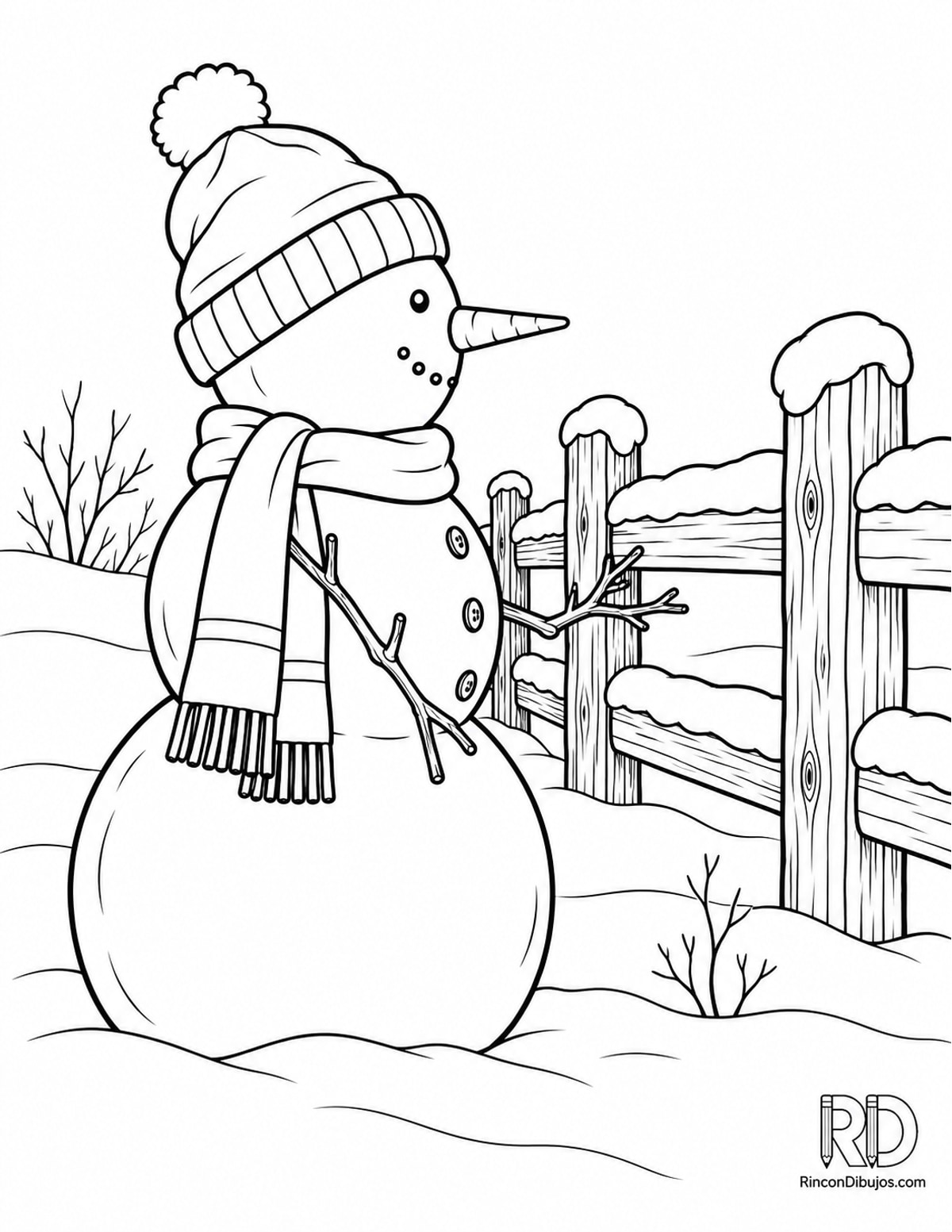 Dibujo de Muñeco de Nieve perfil para colorear