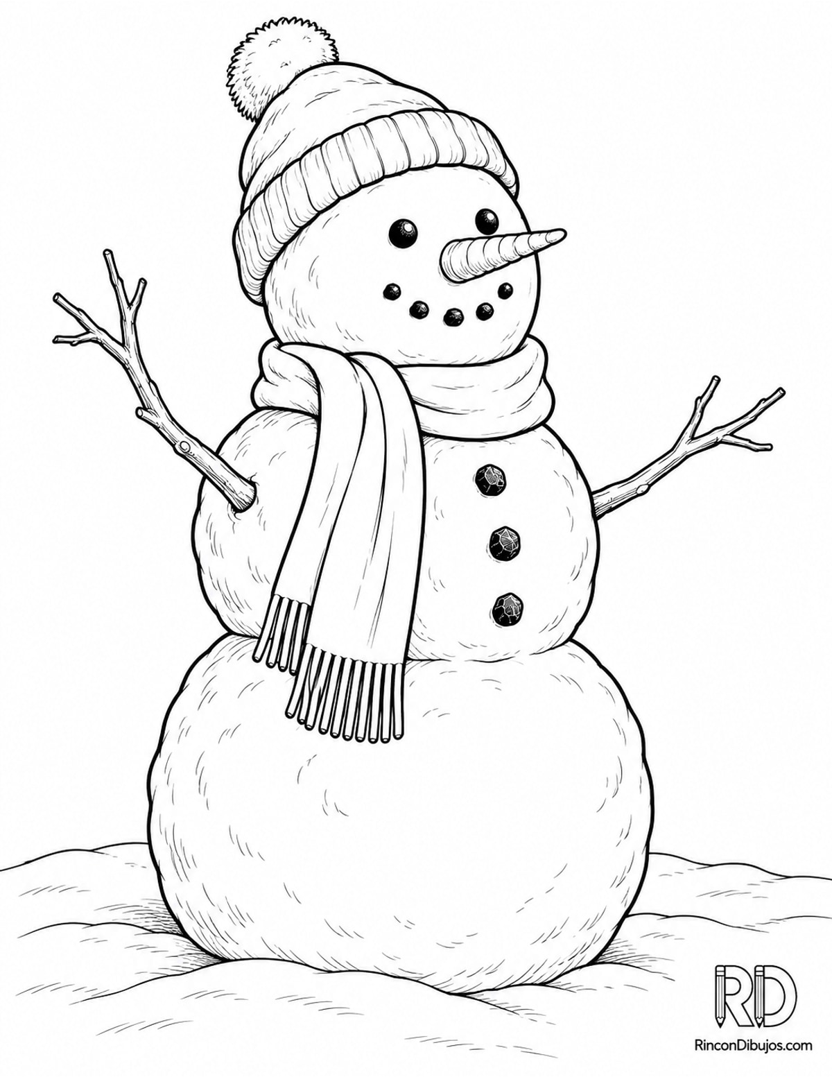 Dibujo de Muñeco de Nieve sombreado para colorear