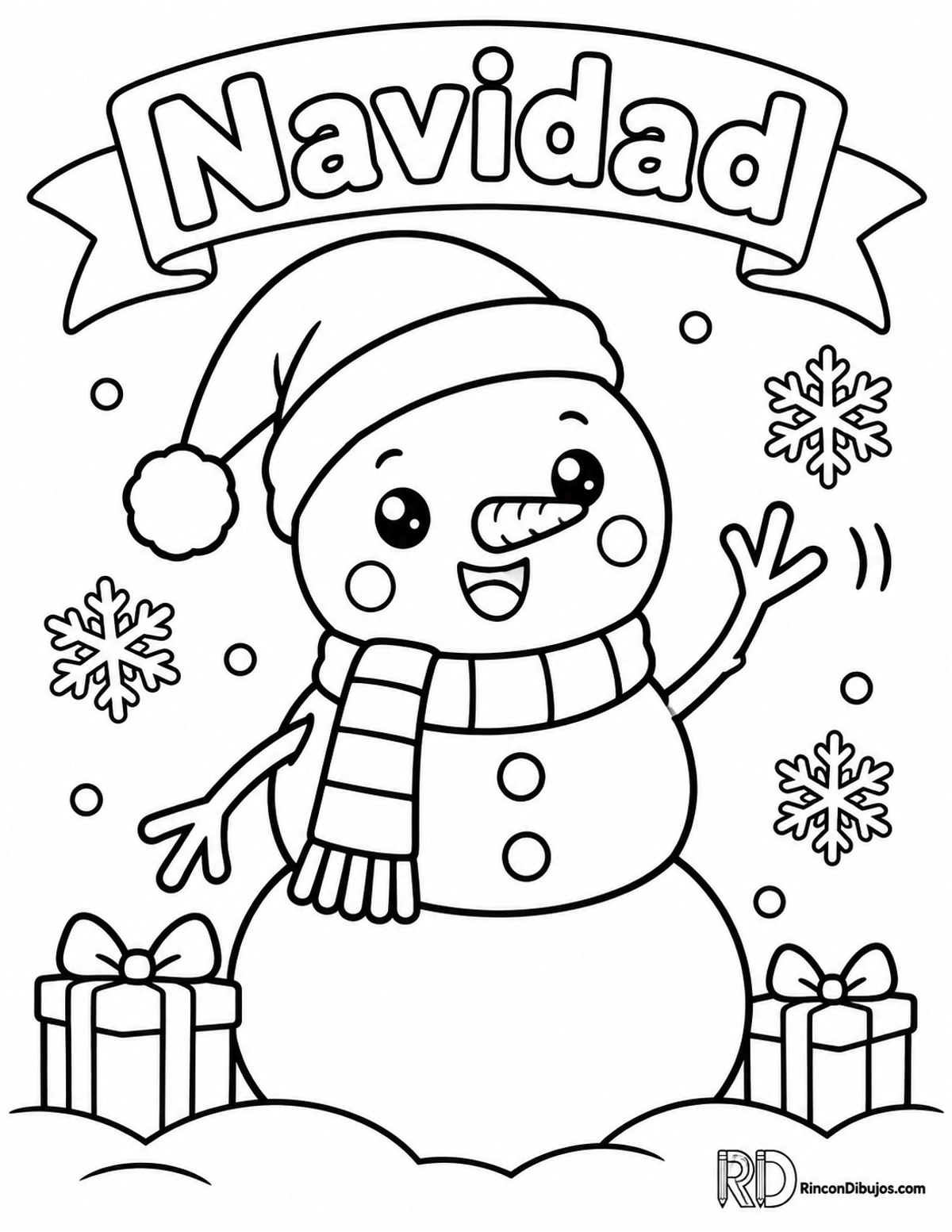 Dibujo de muñeco Navidad kawaii para colorear Dibujo de muñeco Navidad kawaii para colorear