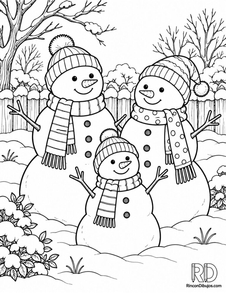 Muñecos de Nieve para Colorear