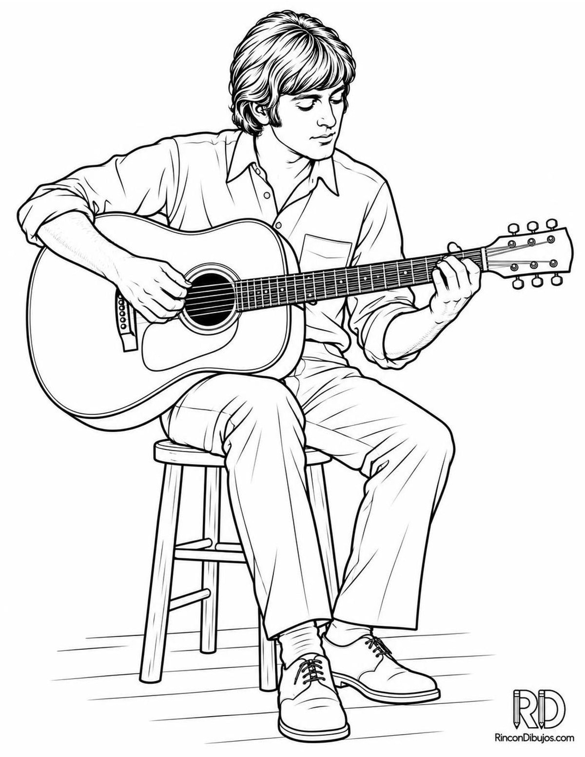Dibujo de músico de los 60 para colorear Dibujo de músico de los 60 para colorear