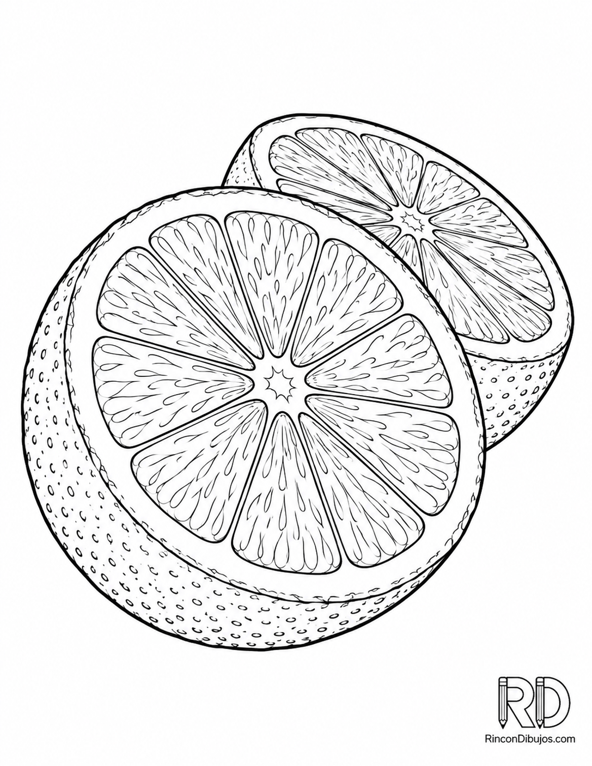 Dibujo de naranja partida para colorear Dibujo de naranja partida para colorear