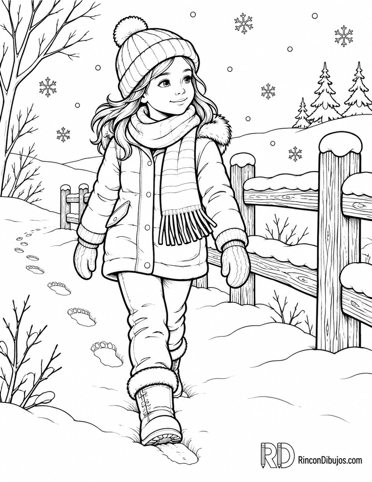 Dibujo de niña para colorear Dibujo de niña para colorear