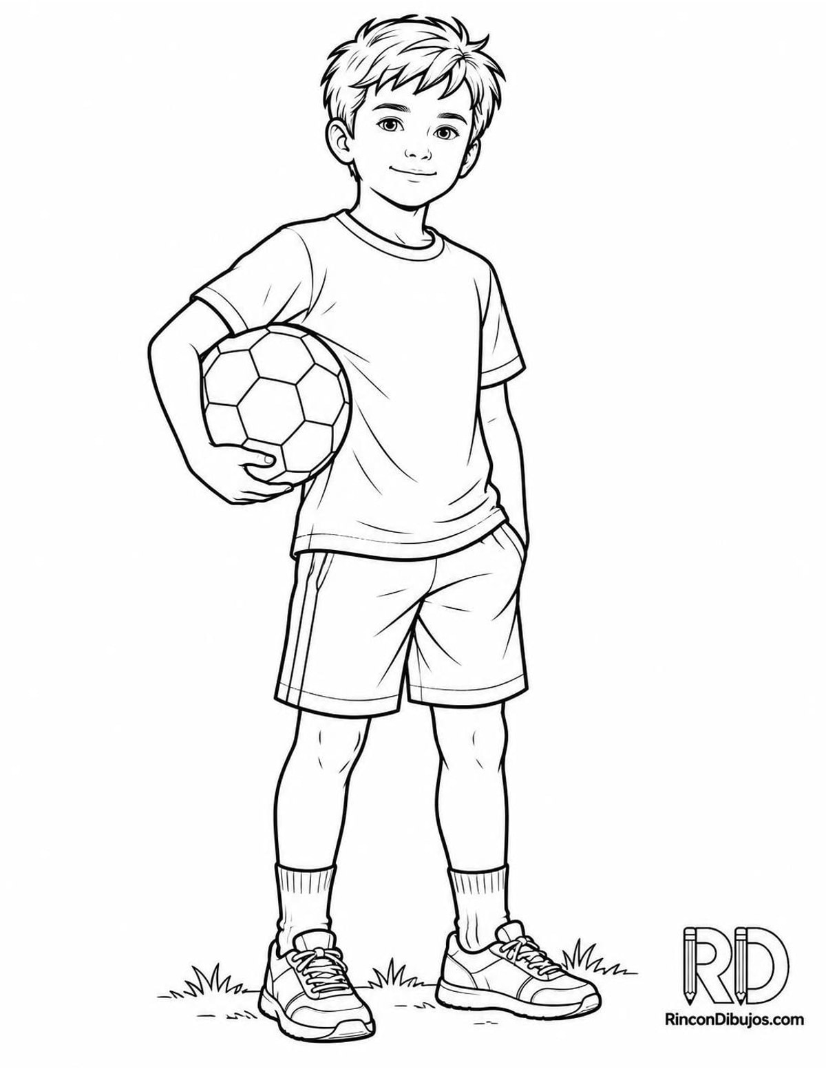 Dibujo de niño con fútbol para colorear Dibujo de niño con fútbol para colorear