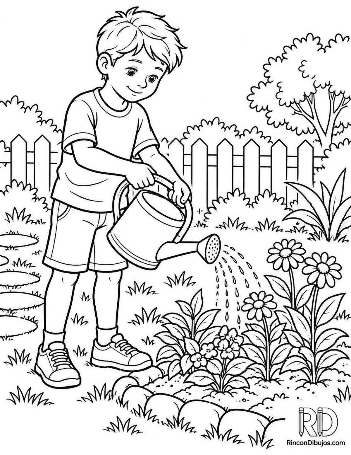 Dibujo de niño jardinero para colorear Dibujo de niño jardinero para colorear