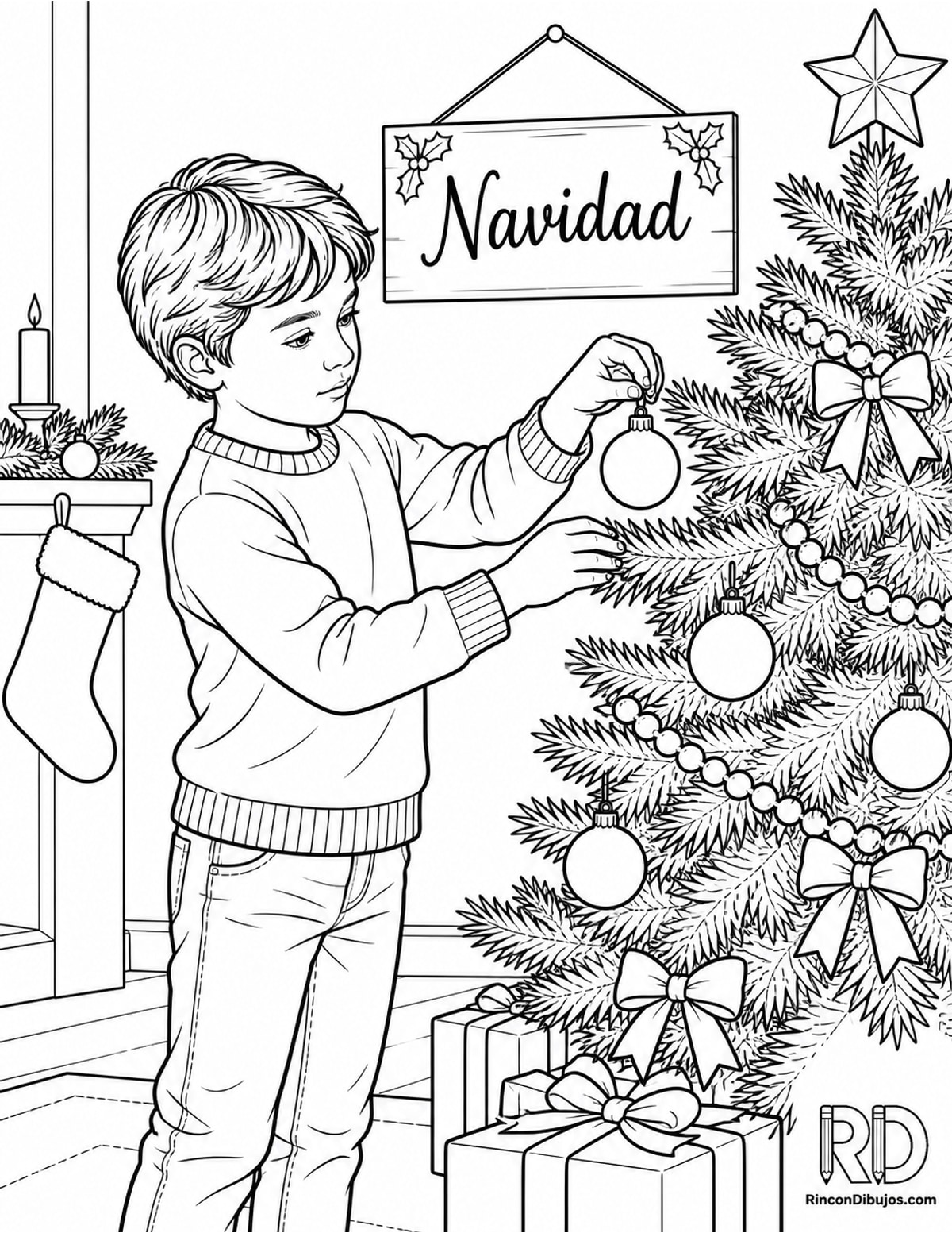 Dibujo de niño Navidad árbol para colorear Dibujo de niño Navidad árbol para colorear