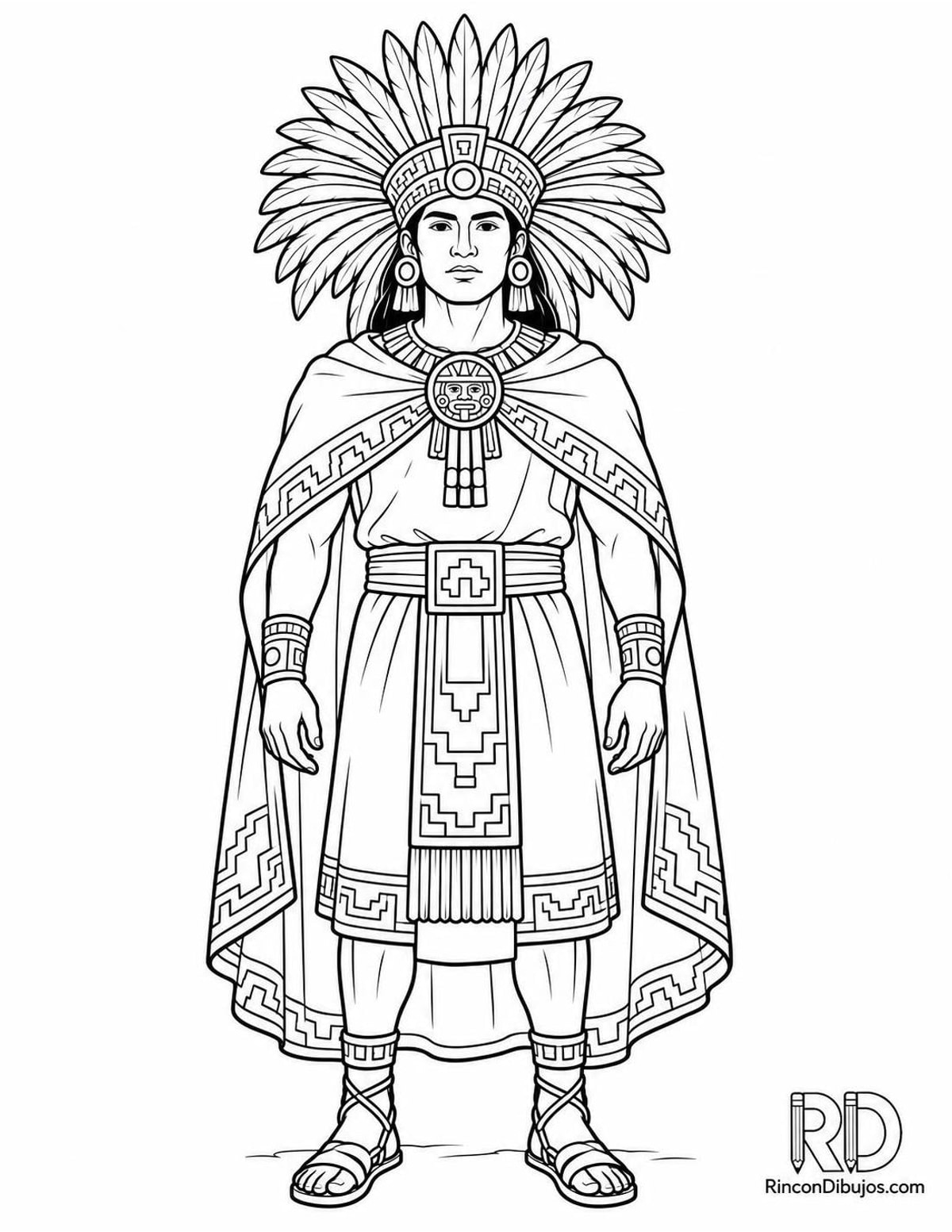 Dibujo de noble azteca para colorear Dibujo de noble azteca para colorear
